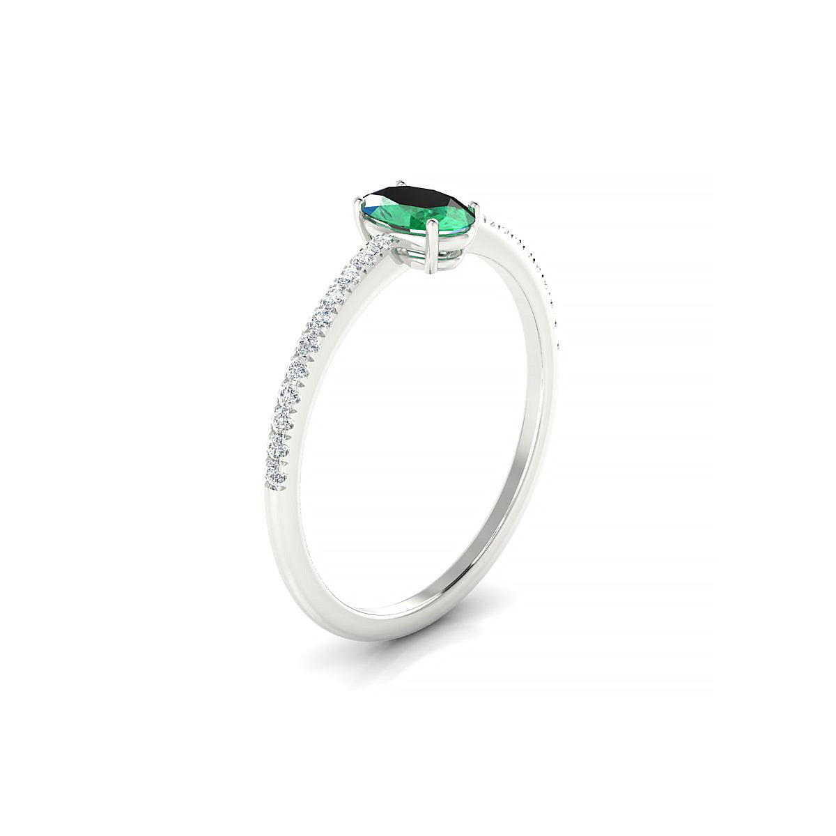 Timeless | 18k White Gold 6 x 4 mm Oval Emerald Ring