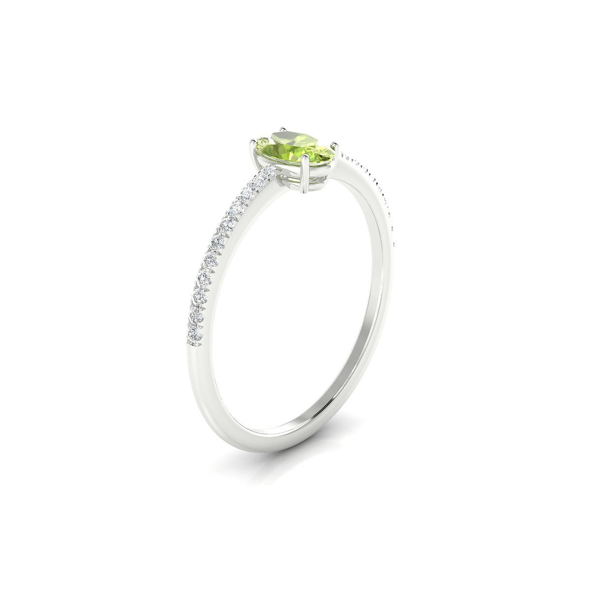 Timeless | 18k White Gold 6 x 4 mm Oval Peridot Ring
