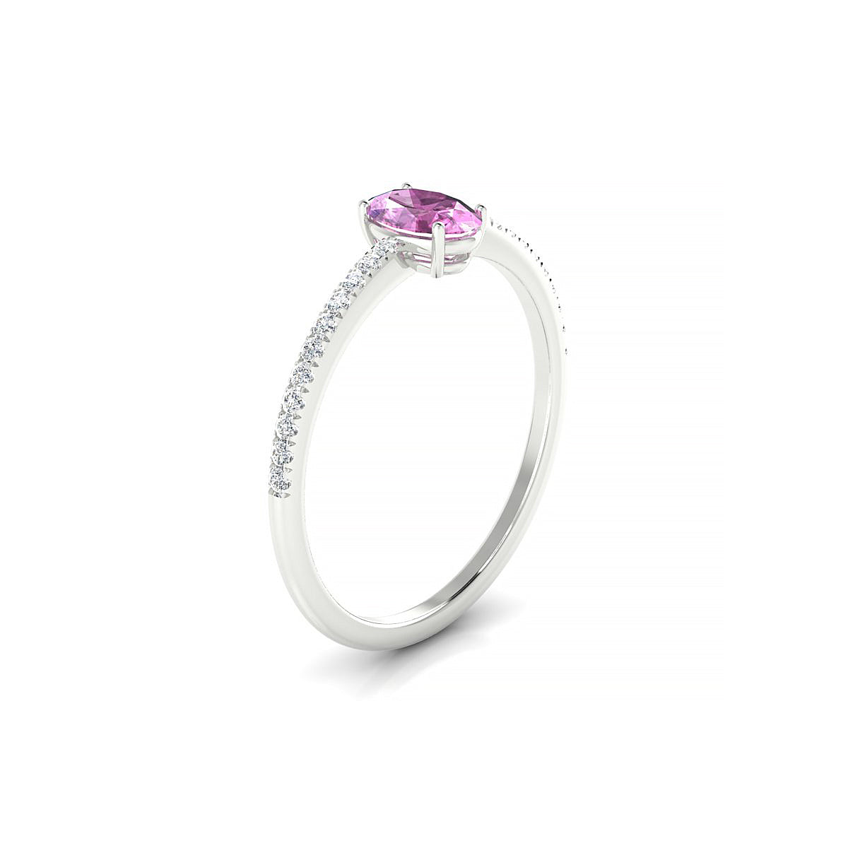 Timeless | 18k White Gold 6 x 4 mm Oval Pink Sapphire Ring