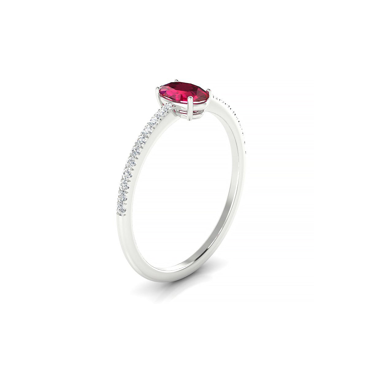 Timeless | 18k White Gold 6 x 4 mm Oval Ruby Ring