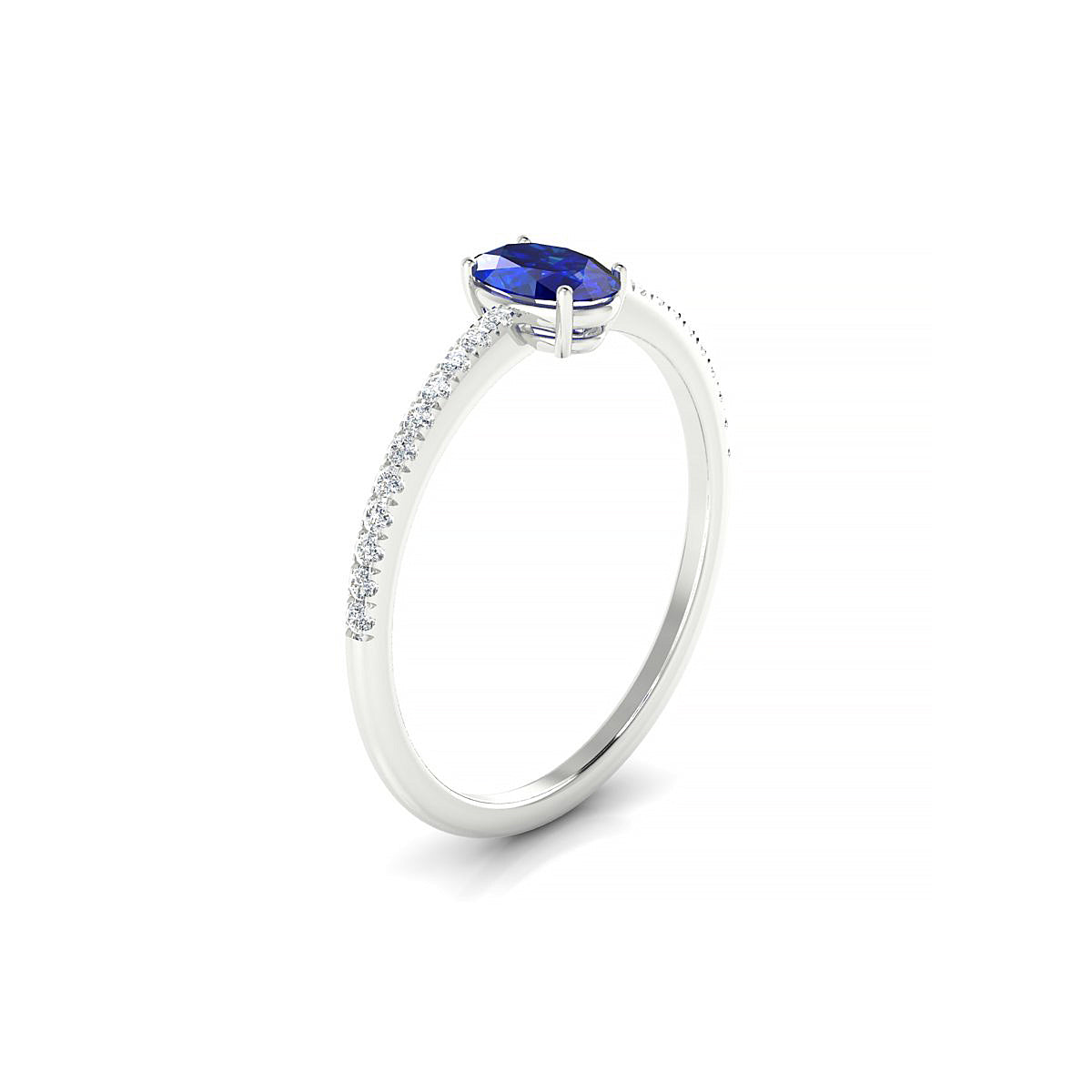 Timeless | 18k White Gold 6 x 4 mm Oval Sapphire Ring