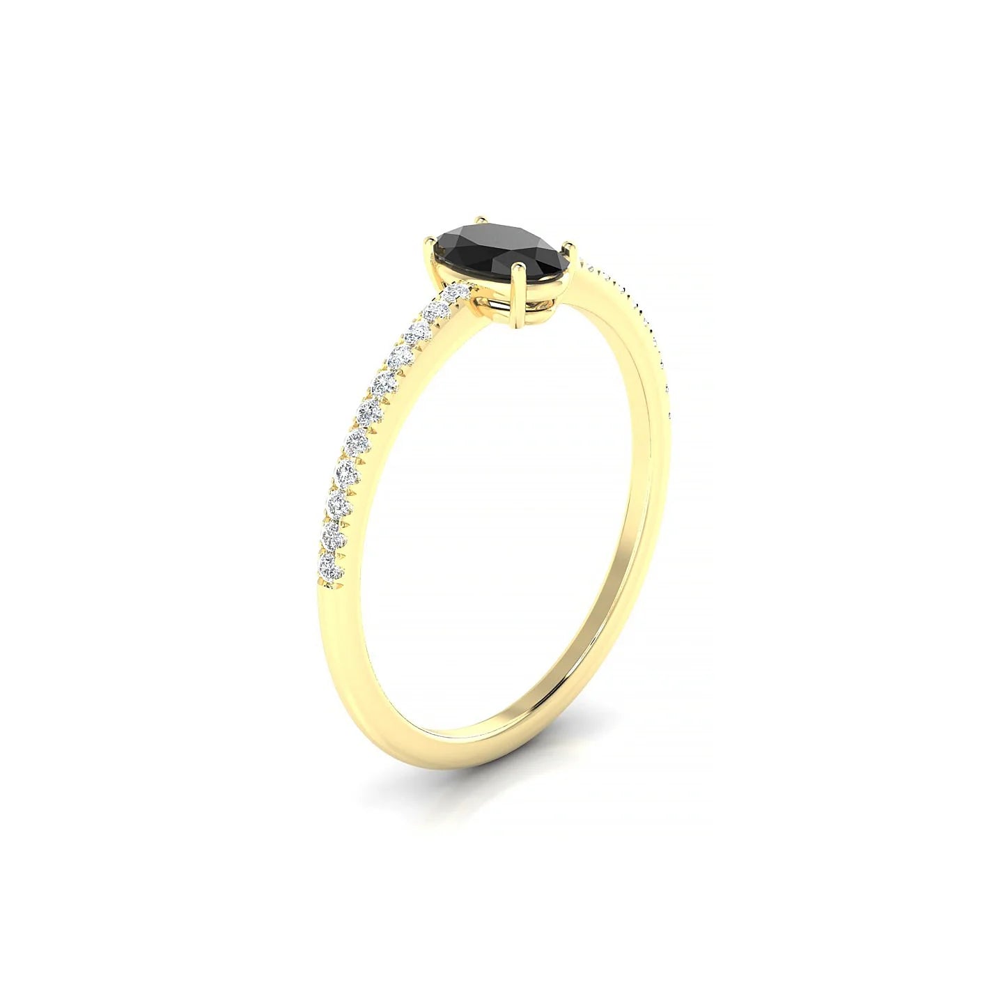 Timeless | 18k Yellow Gold 6 x 4 mm Oval Black Diamond Ring