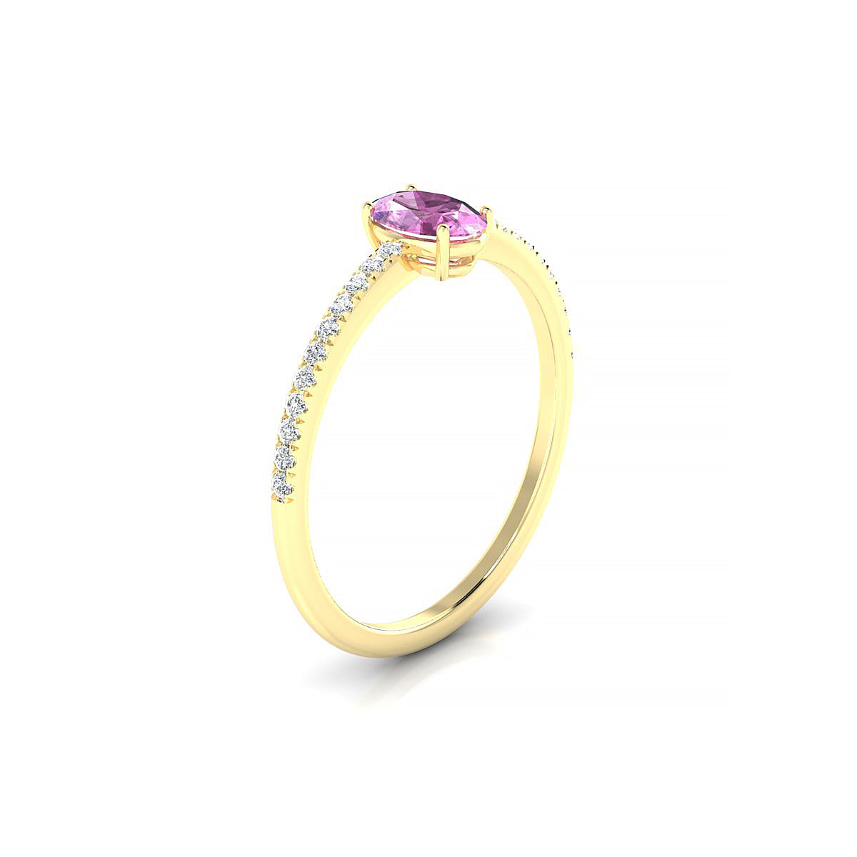 Timeless | 18k Yellow Gold 6 x 4 mm Oval Pink Sapphire Ring