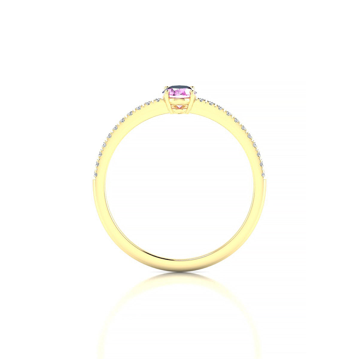 Timeless | 18k Yellow Gold 6 x 4 mm Oval Pink Sapphire Ring