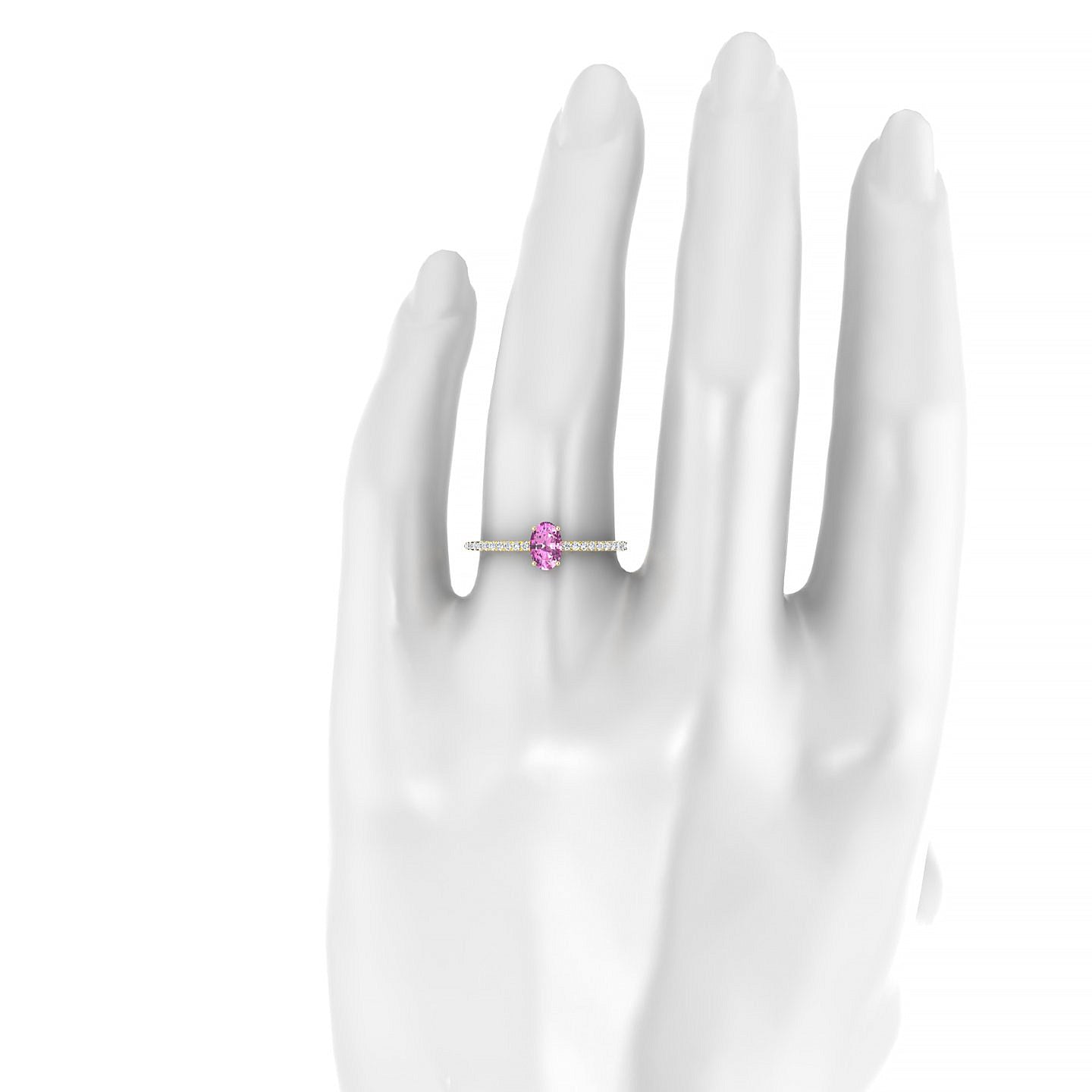 Timeless | 18k Yellow Gold 6 x 4 mm Oval Pink Sapphire Ring