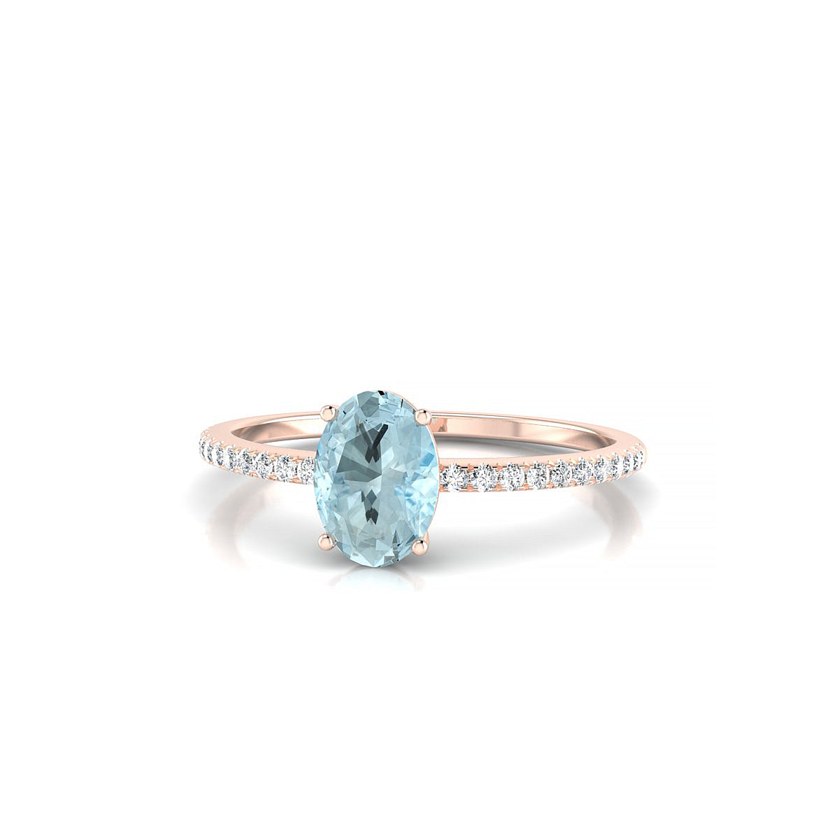 Timeless | 18k Rose Gold 7 x 5 mm Oval Aquamarine Ring
