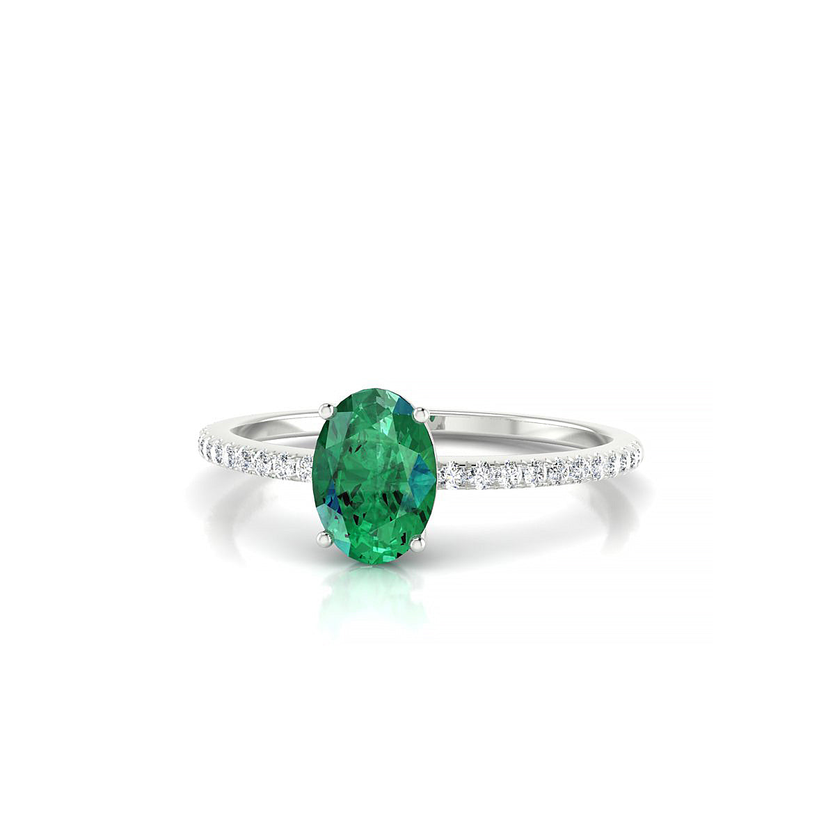 Timeless | 18k White Gold 7 x 5 mm Oval Emerald Ring