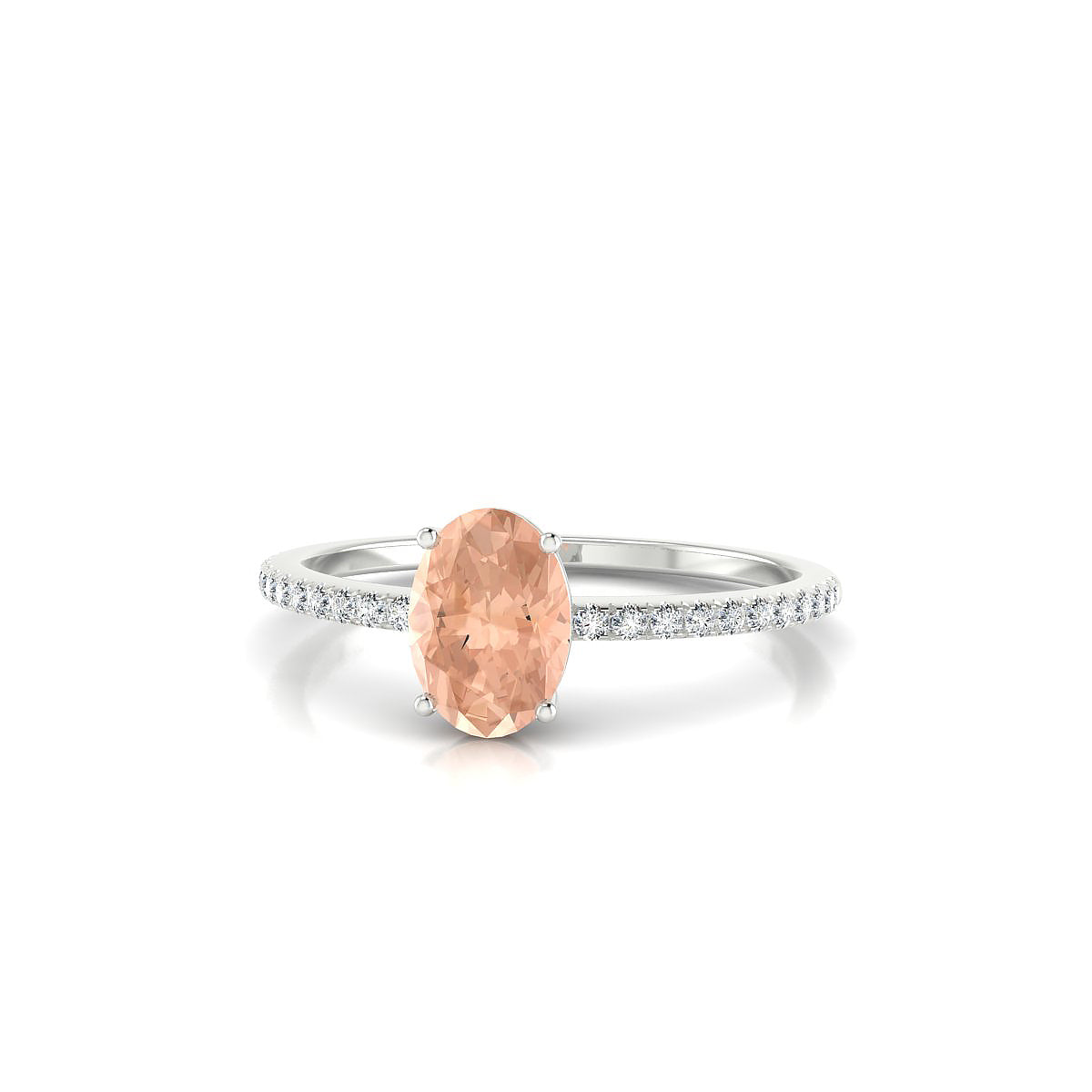 Timeless | 18k White Gold 7 x 5 mm Oval Morganite Ring