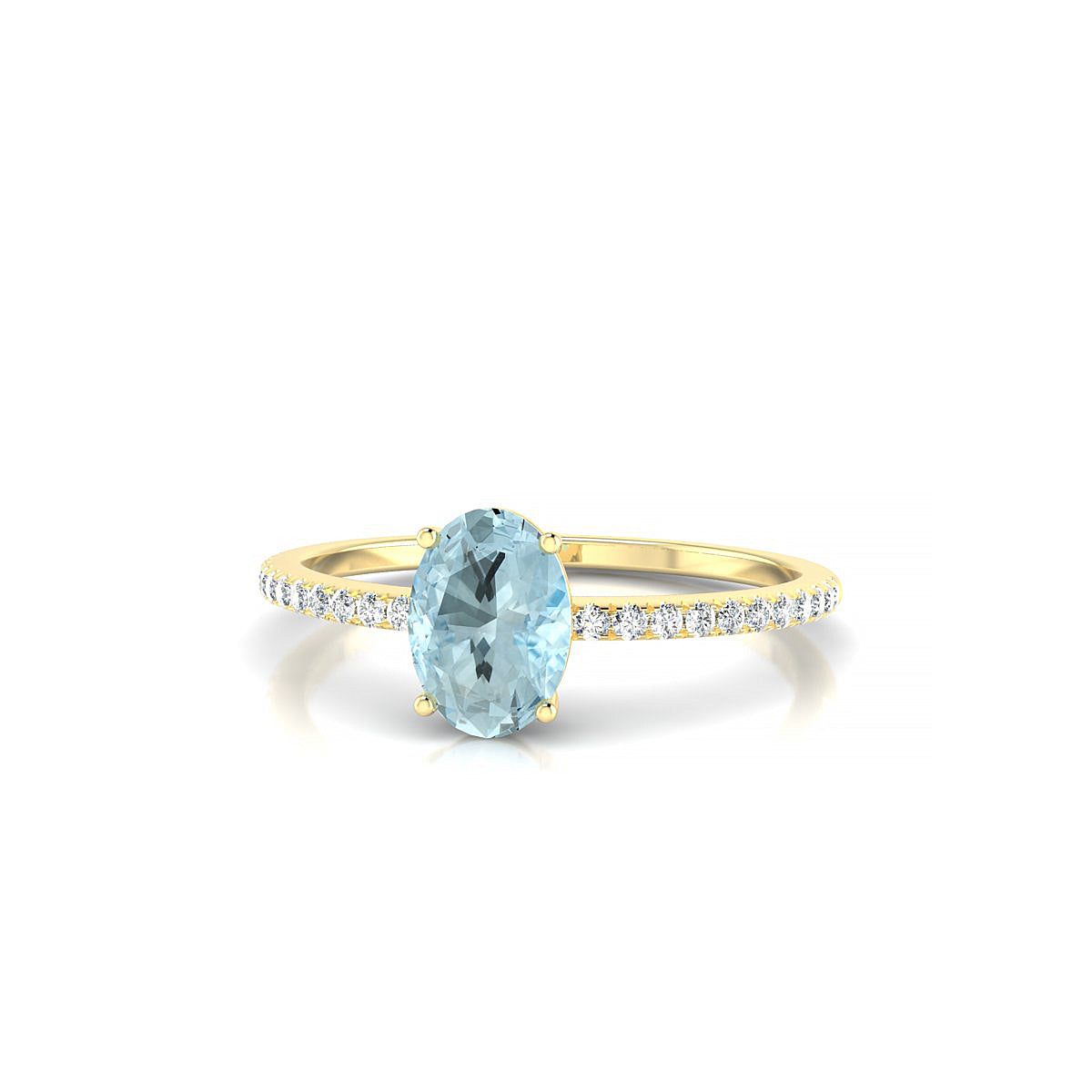 Timeless | 18k Yellow Gold 7 x 5 mm Oval Aquamarine Ring