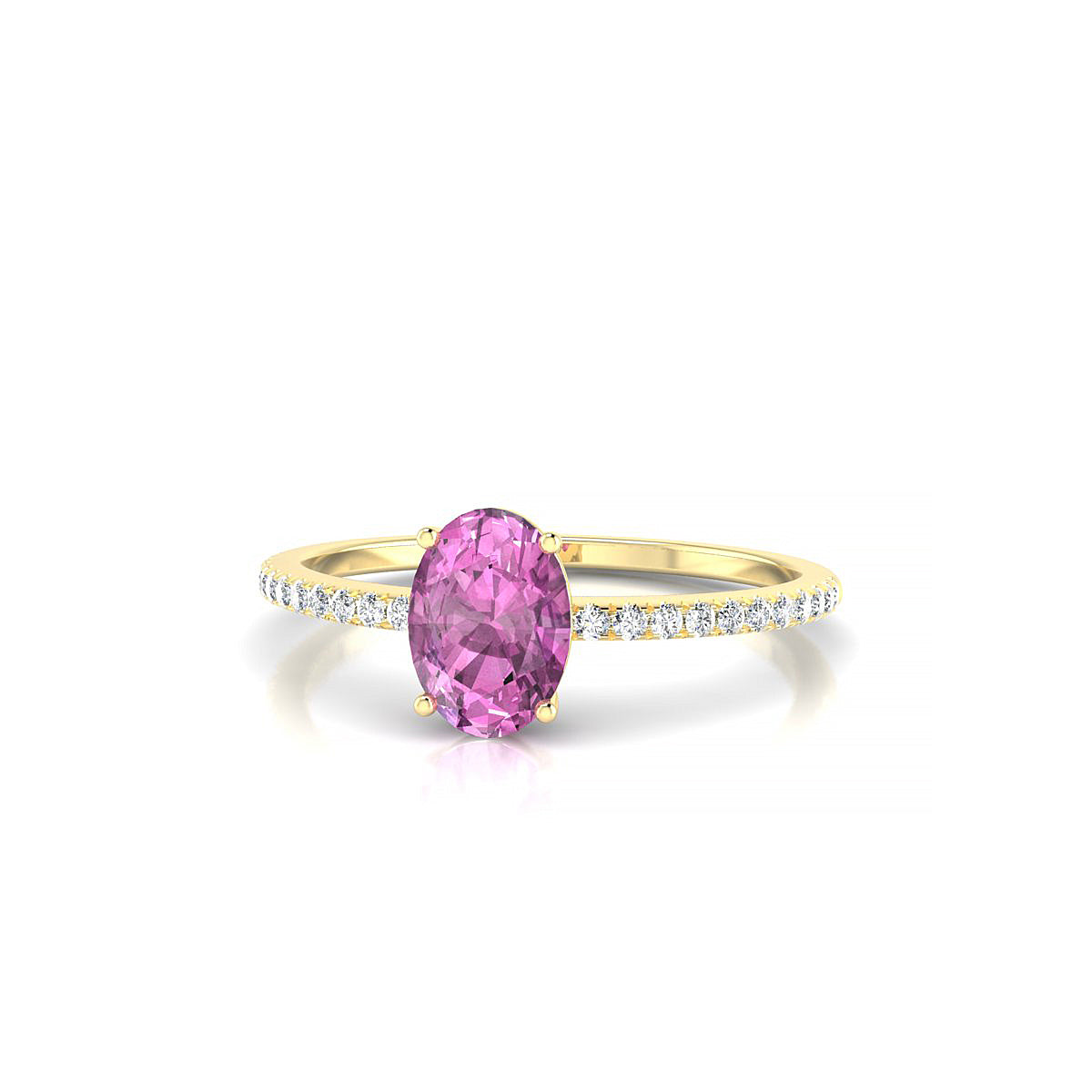 Timeless | 18k Yellow Gold 7 x 5 mm Oval Pink Sapphire Ring