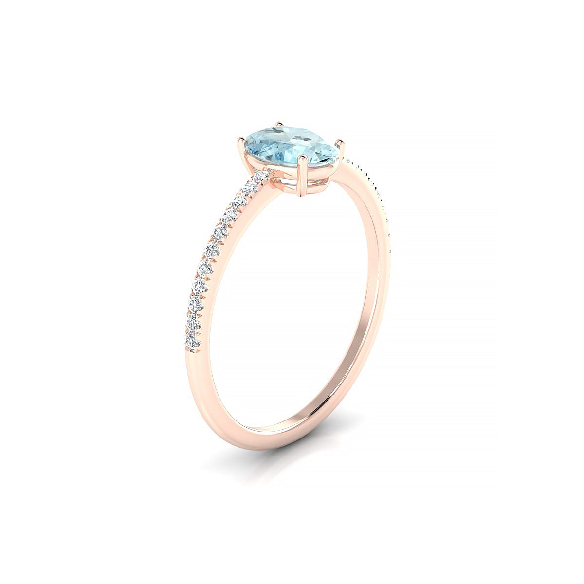 Timeless | 18k Rose Gold 7 x 5 mm Oval Aquamarine Ring
