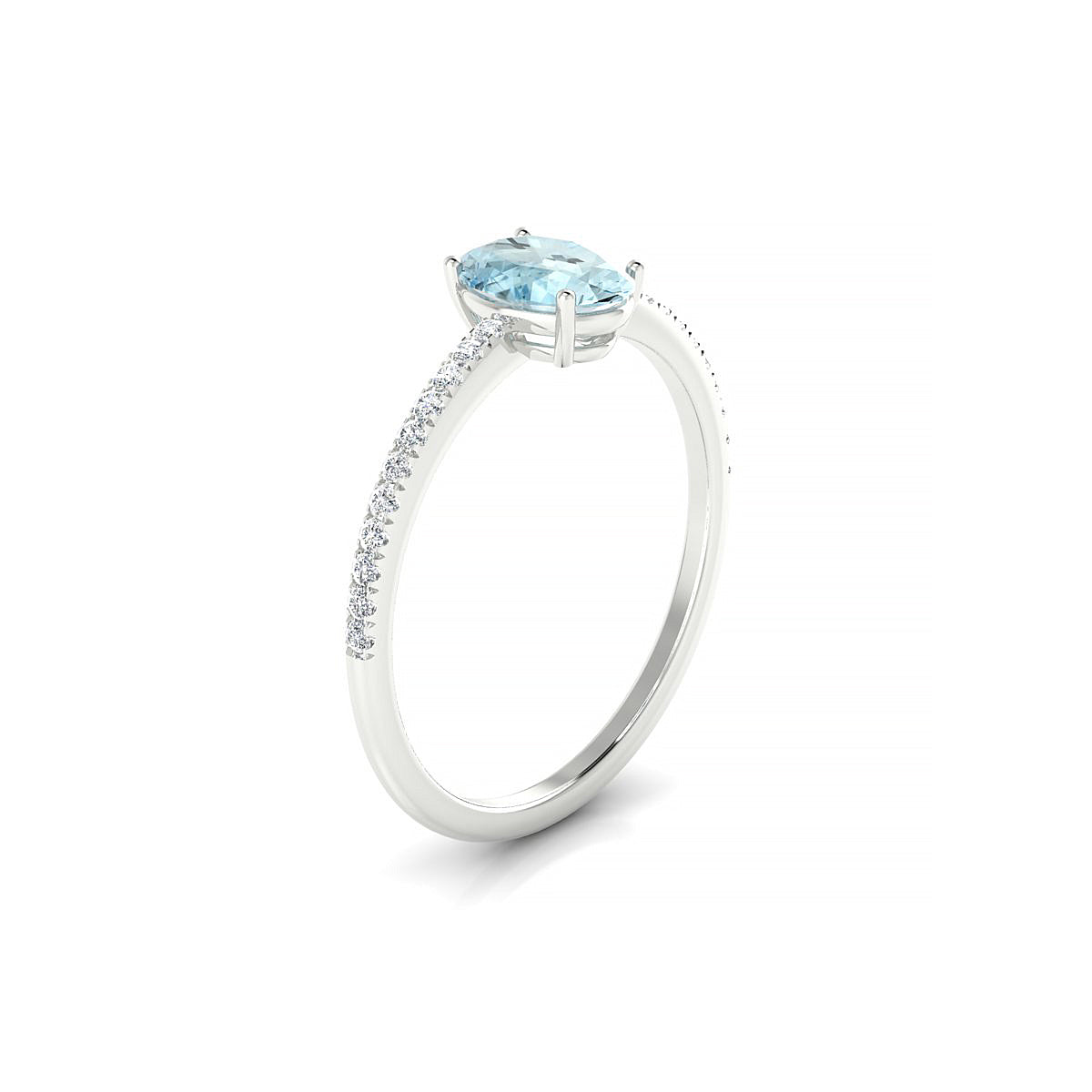 Timeless | 18k White Gold 7 x 5 mm Oval Aquamarine Ring