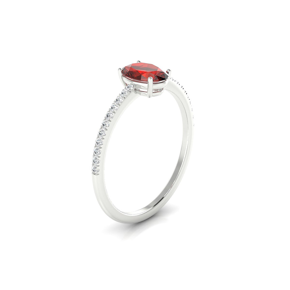 Timeless | 18k White Gold 7 x 5 mm Oval Garnet Ring