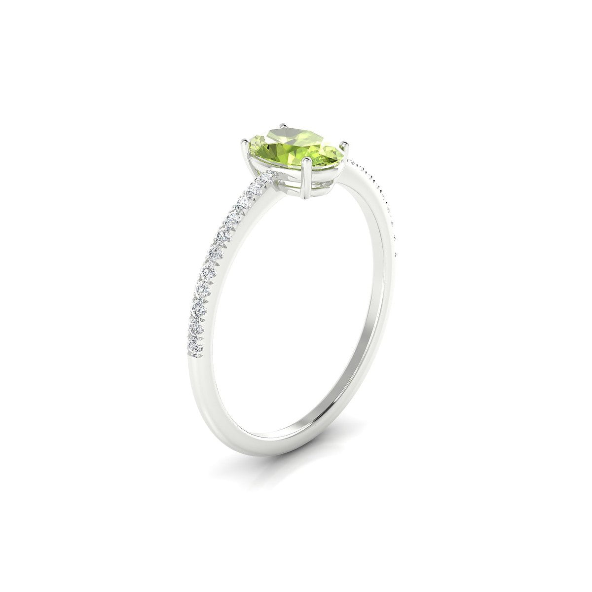 Timeless | 18k White Gold 7 x 5 mm Oval Peridot Ring