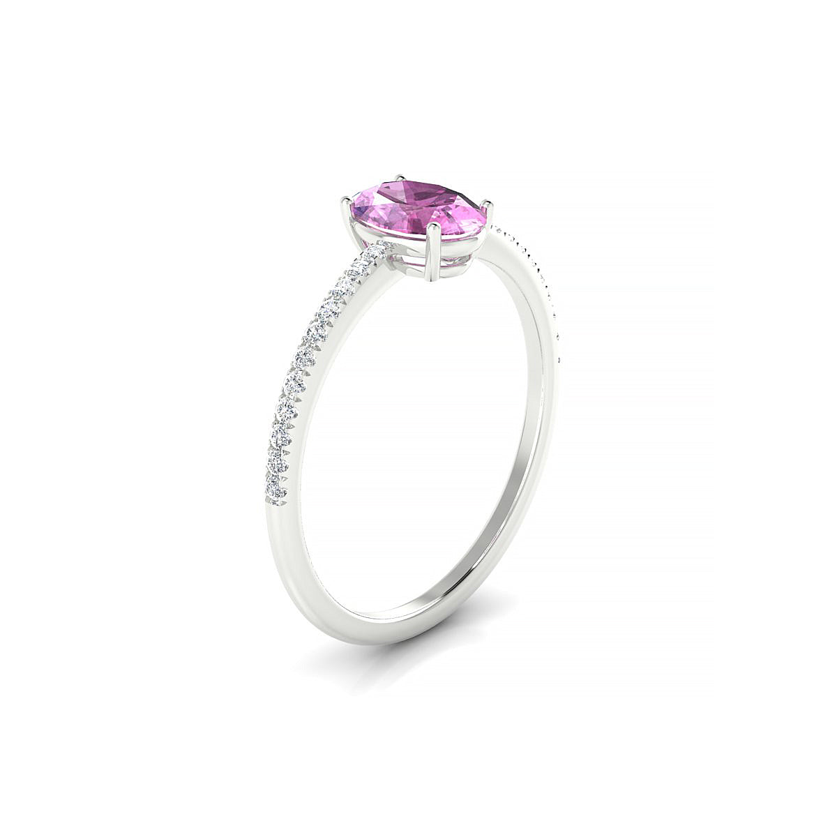 Timeless | 18k White Gold 7 x 5 mm Oval Pink Sapphire Ring