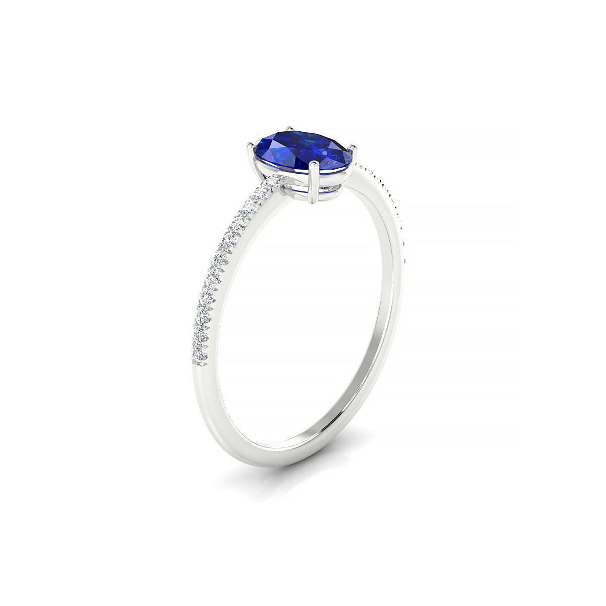 Timeless | 18k White Gold 7 x 5 mm Oval Sapphire Ring