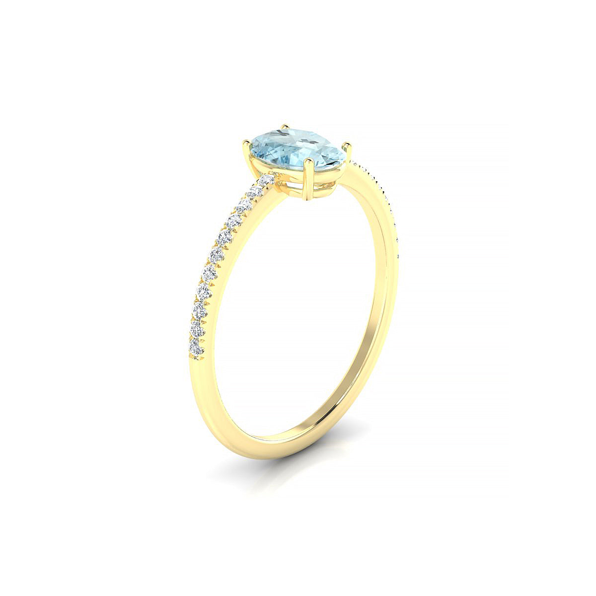 Timeless | 18k Yellow Gold 7 x 5 mm Oval Aquamarine Ring