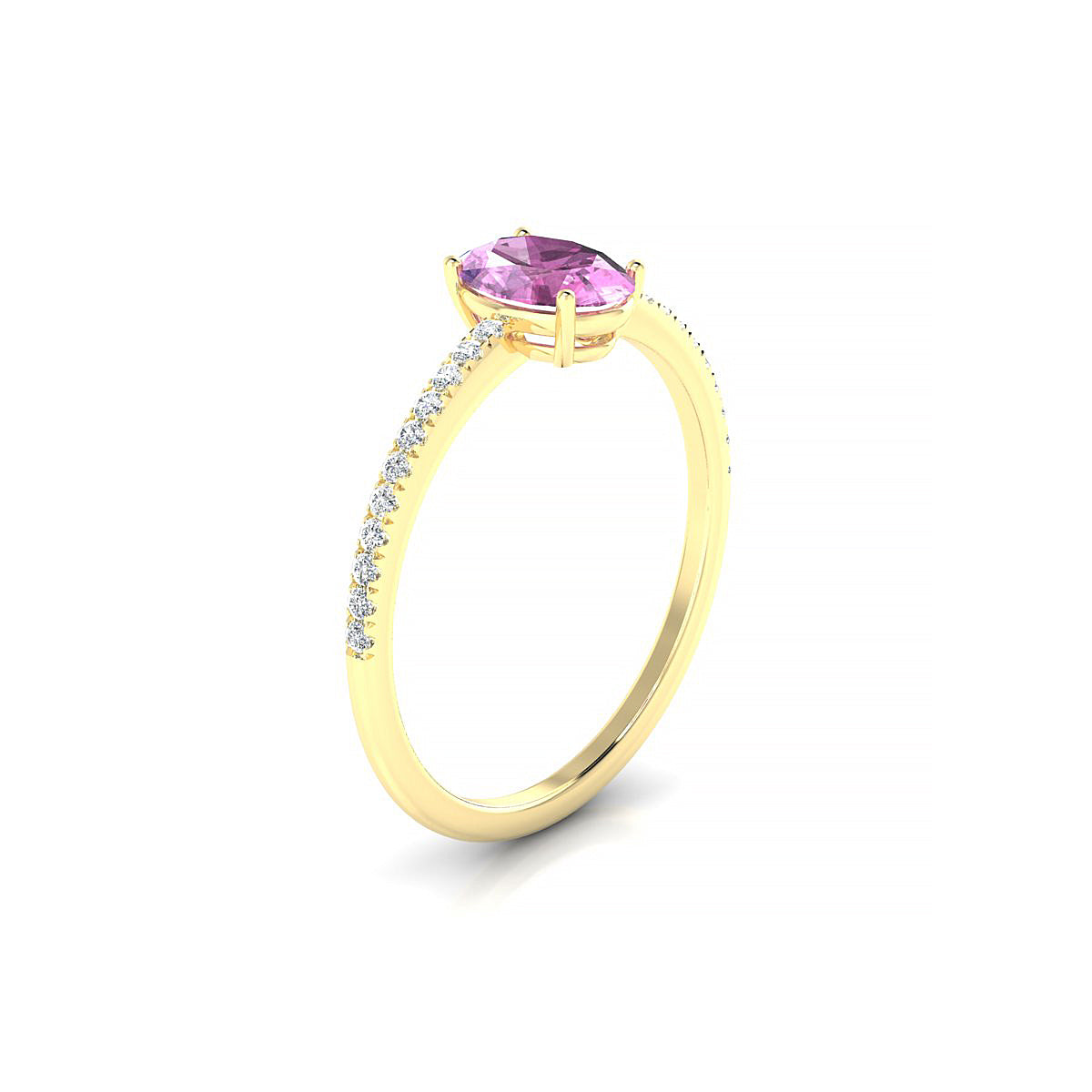 Timeless | 18k Yellow Gold 7 x 5 mm Oval Pink Sapphire Ring