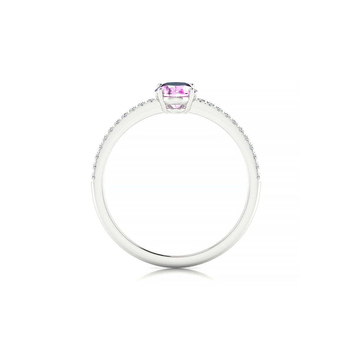 Timeless | 18k White Gold 7 x 5 mm Oval Pink Sapphire Ring