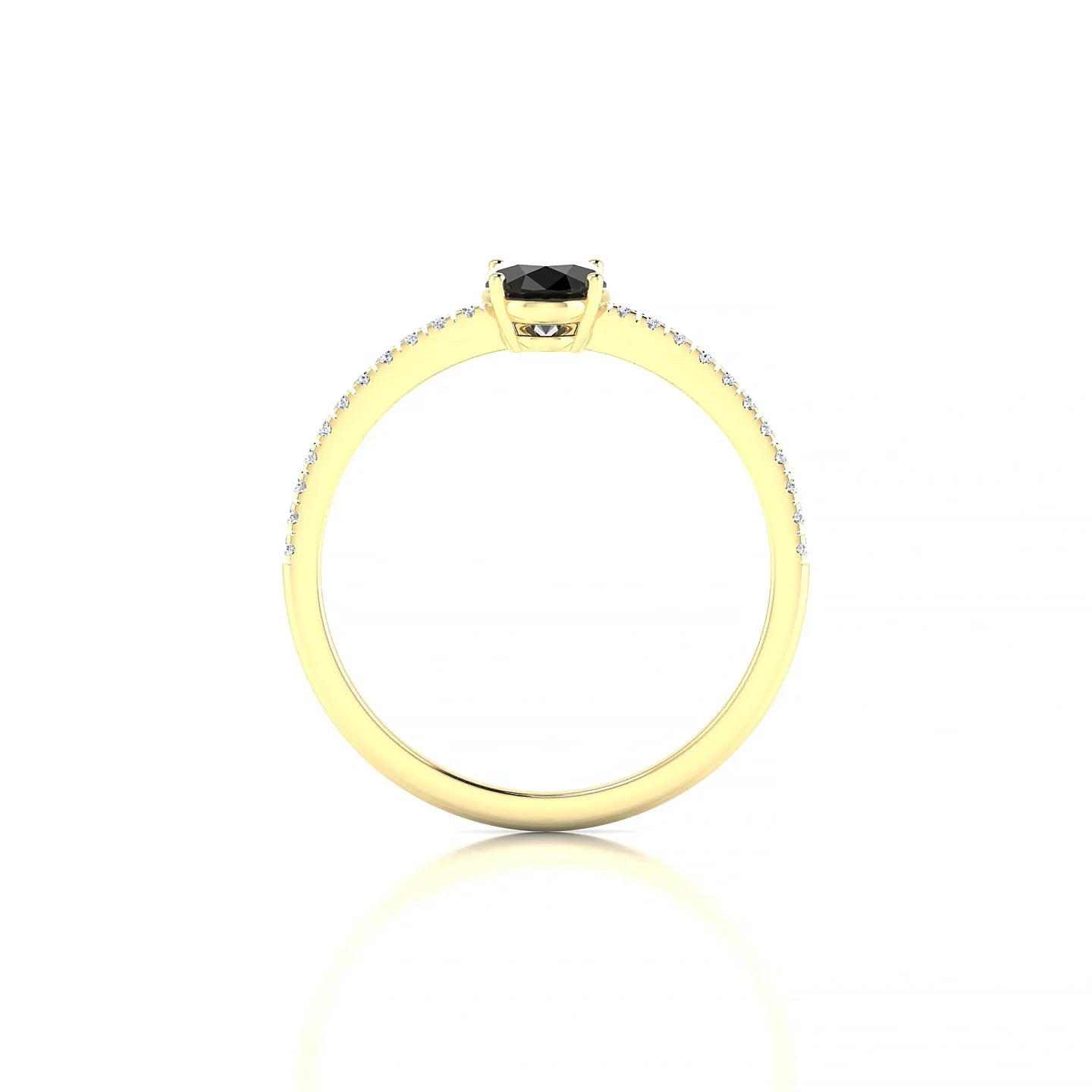 Timeless | 18k Yellow Gold 7 x 5 mm Oval Black Diamond Ring