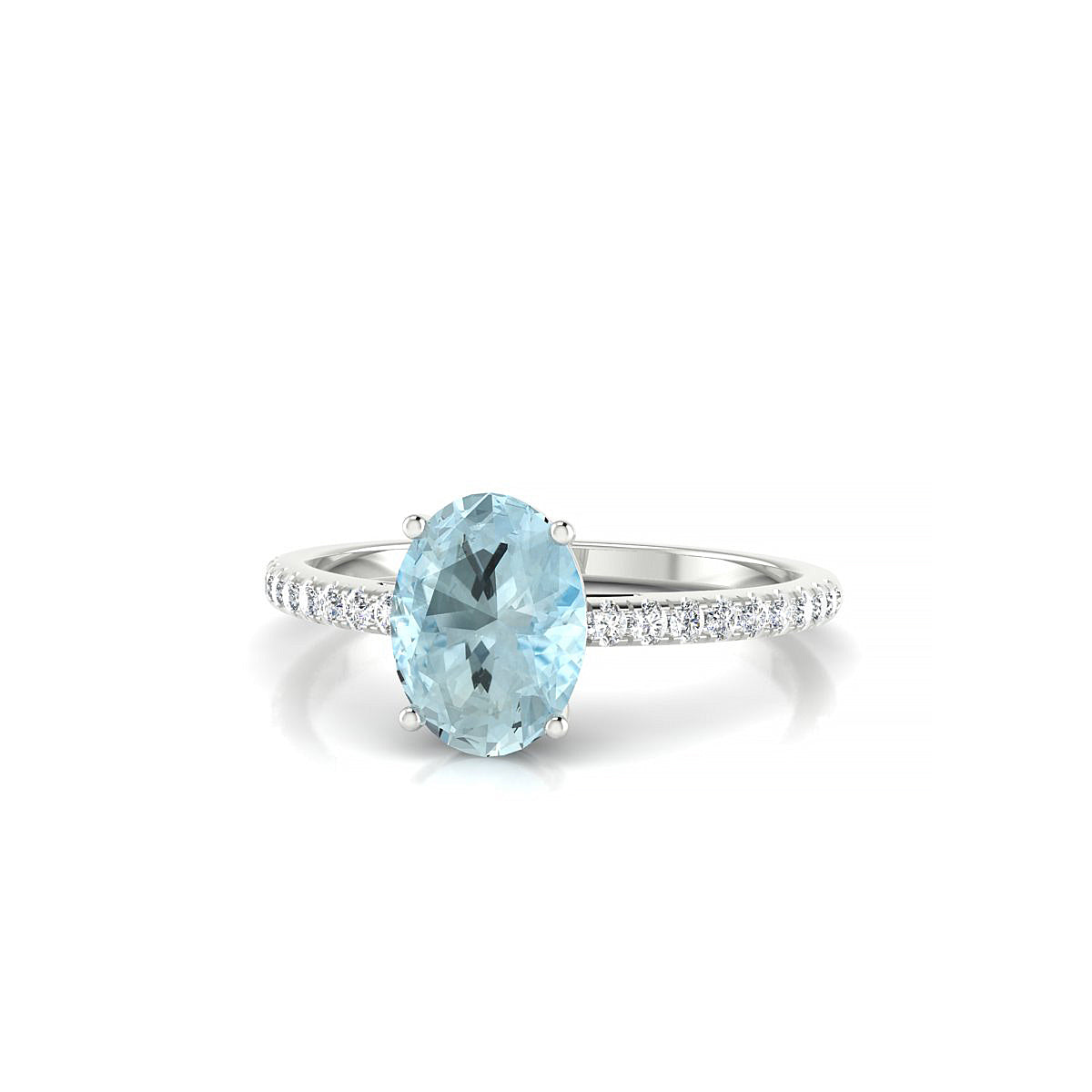 Timeless | 18k White Gold 8 x 6 mm Oval Aquamarine Ring