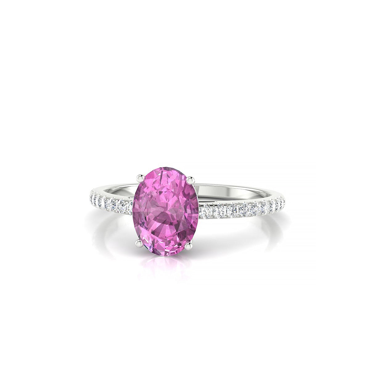 Timeless | 18k White Gold 8 x 6 mm Oval Pink Sapphire Ring