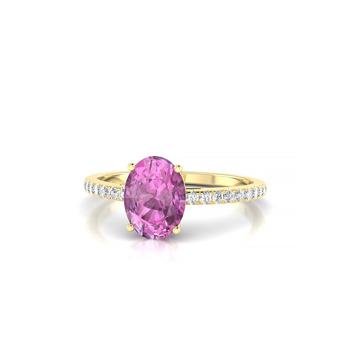 Timeless | 18k Yellow Gold 8 x 6 mm Oval Pink Sapphire Ring