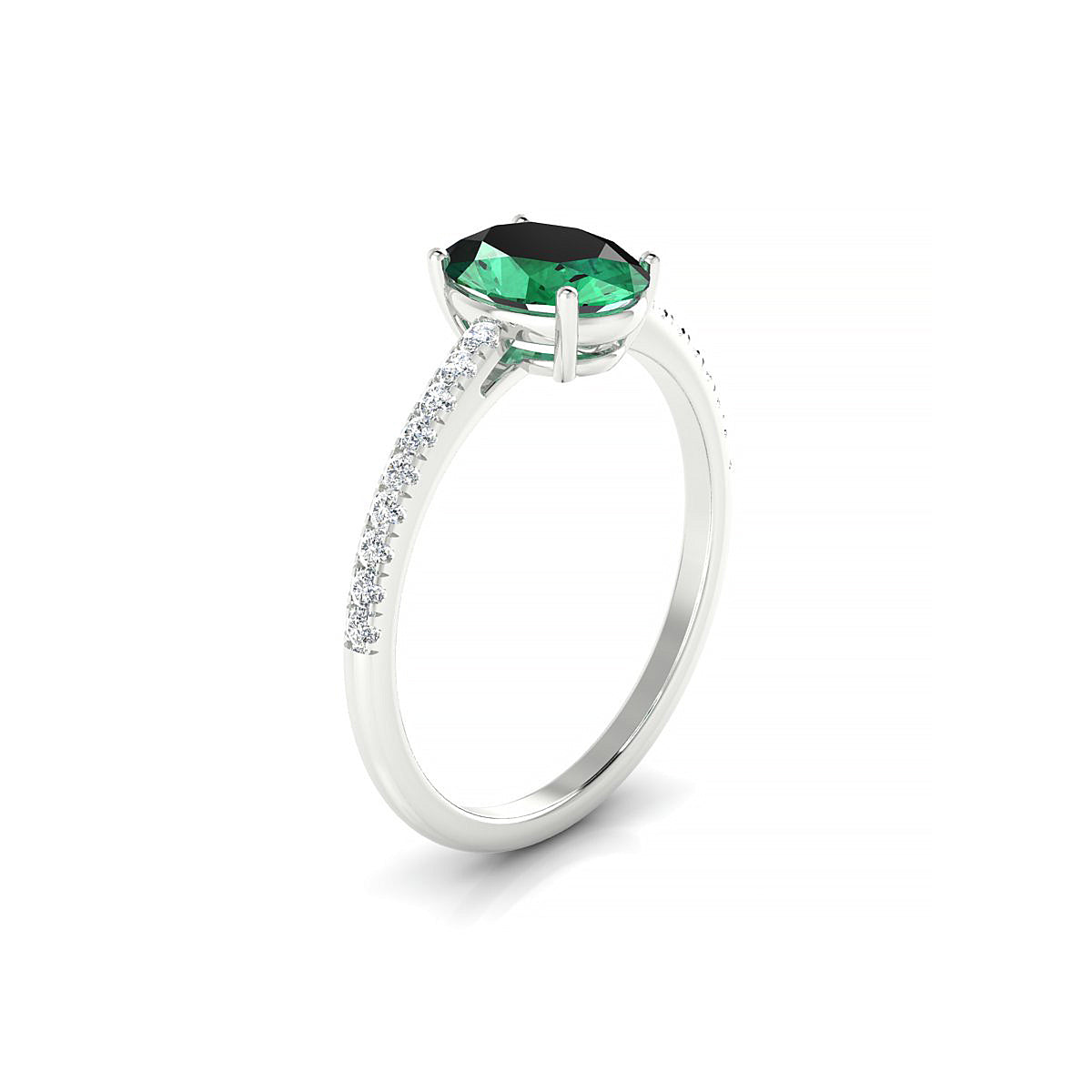 Timeless | 18k White Gold 8 x 6 mm Oval Emerald Ring