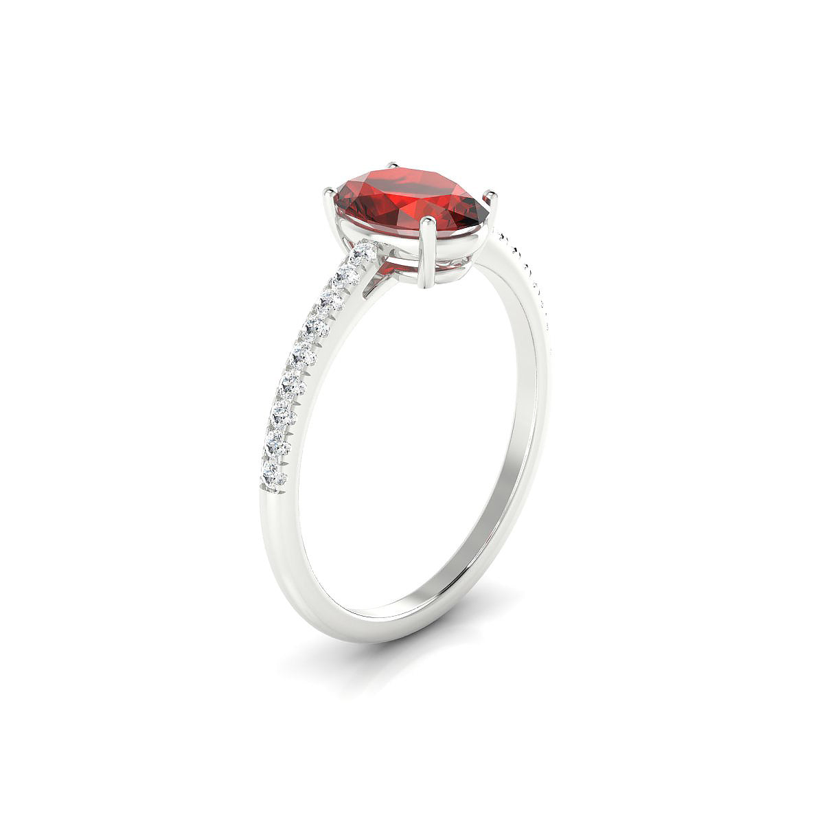 Timeless | 18k White Gold 8 x 6 mm Oval Garnet Ring