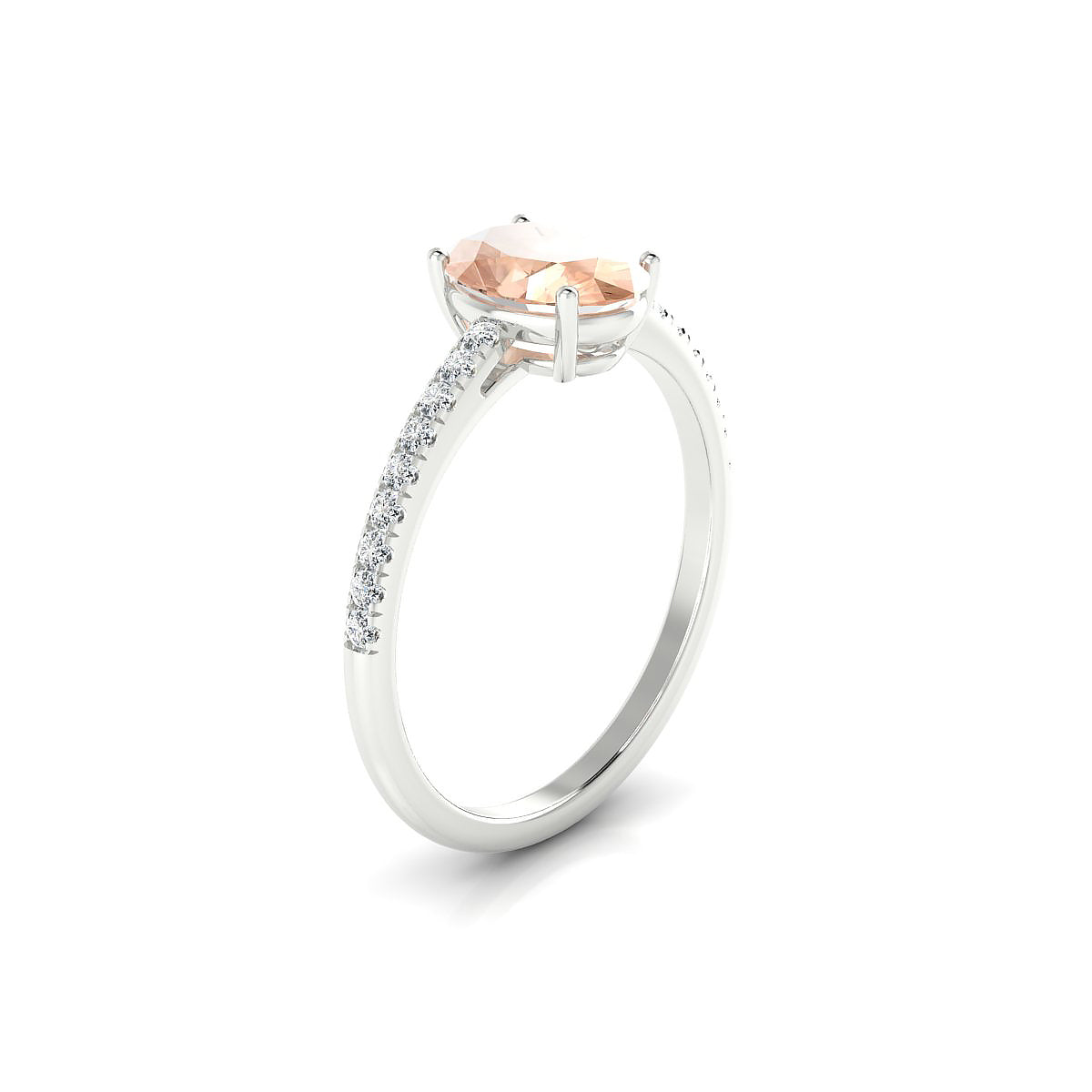 Timeless | 18k White Gold 8 x 6 mm Oval Morganite Ring