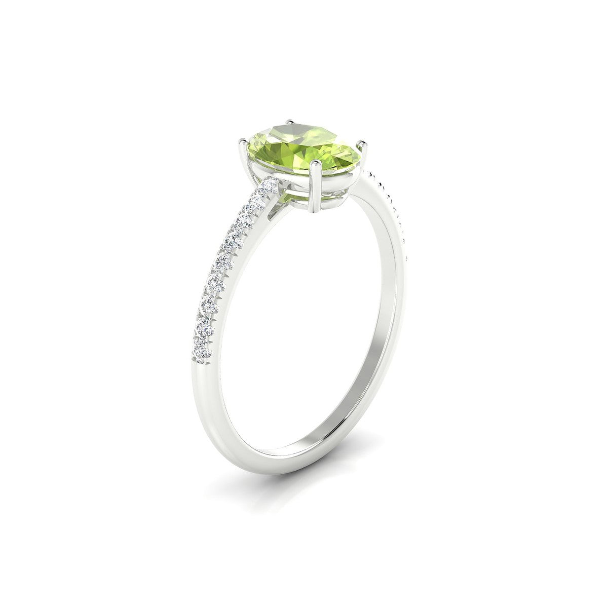 Timeless | 18k White Gold 8 x 6 mm Oval Peridot Ring