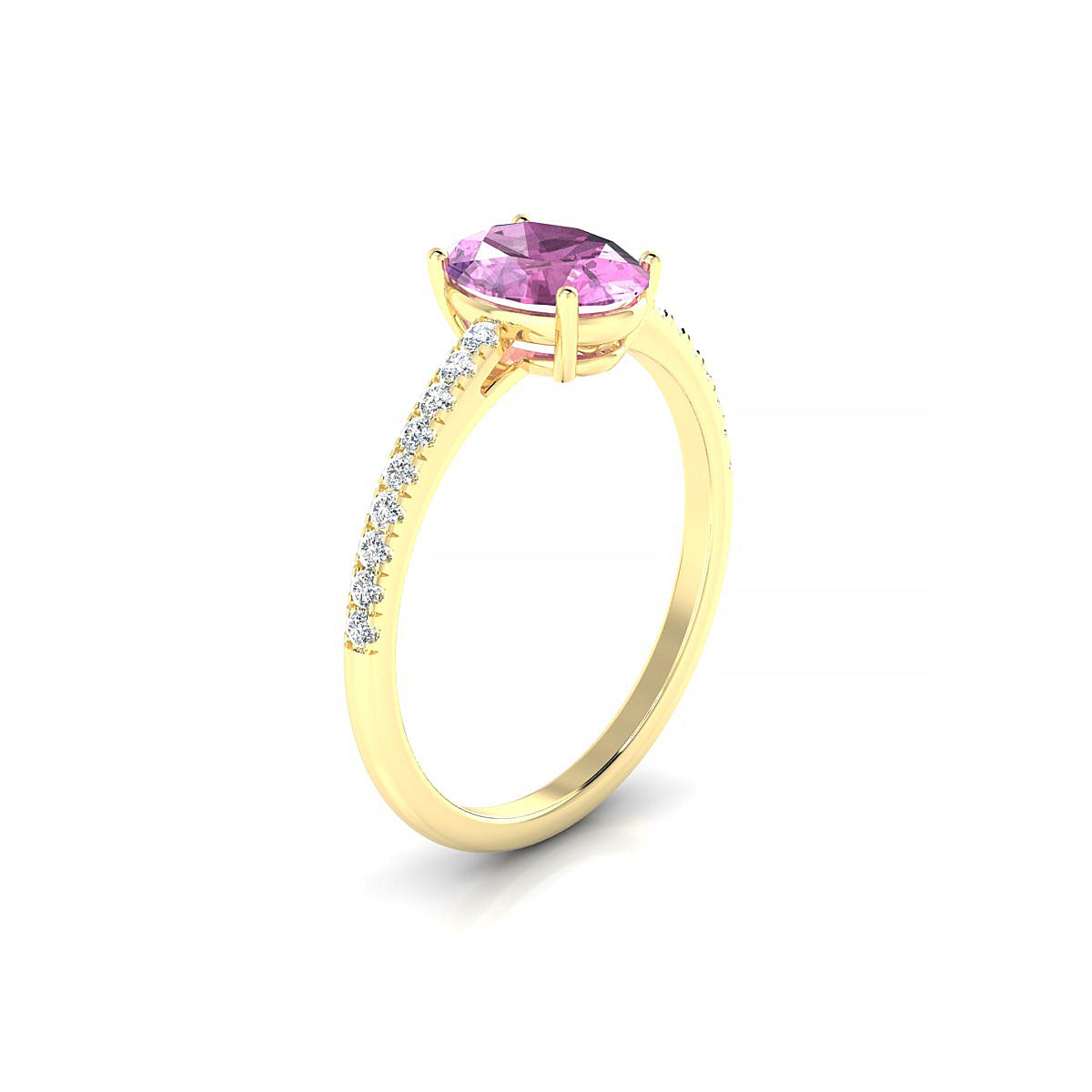 Timeless | 18k Yellow Gold 8 x 6 mm Oval Pink Sapphire Ring