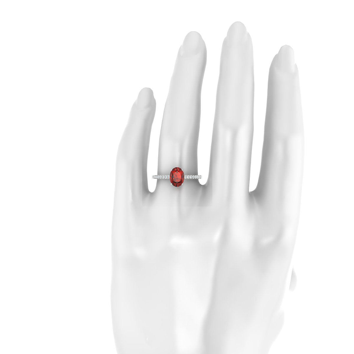Timeless | 18k White Gold 8 x 6 mm Oval Garnet Ring