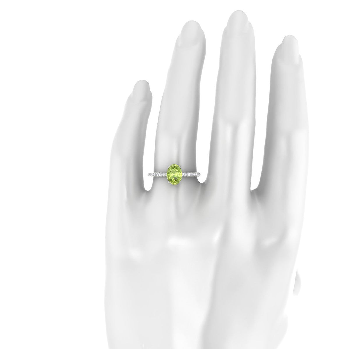 Timeless | 18k White Gold 8 x 6 mm Oval Peridot Ring