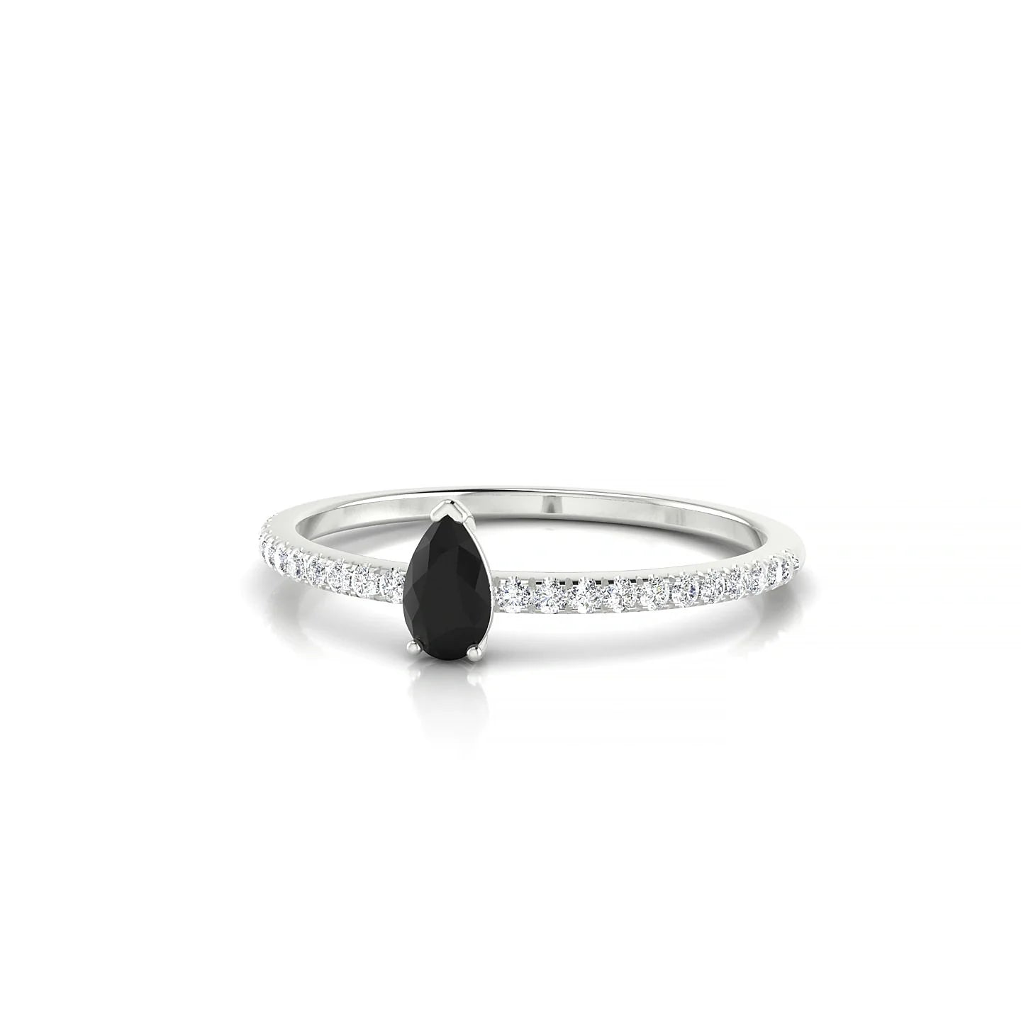 Timeless | 18k White Gold 5 x 3 mm Pear Black Diamond Ring