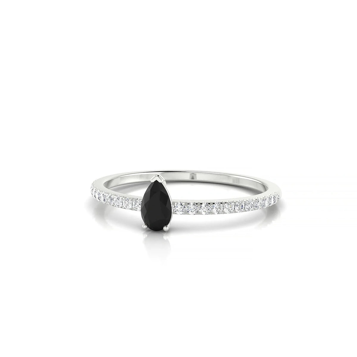 Timeless | 18k White Gold 5 x 3 mm Pear Black Diamond Ring