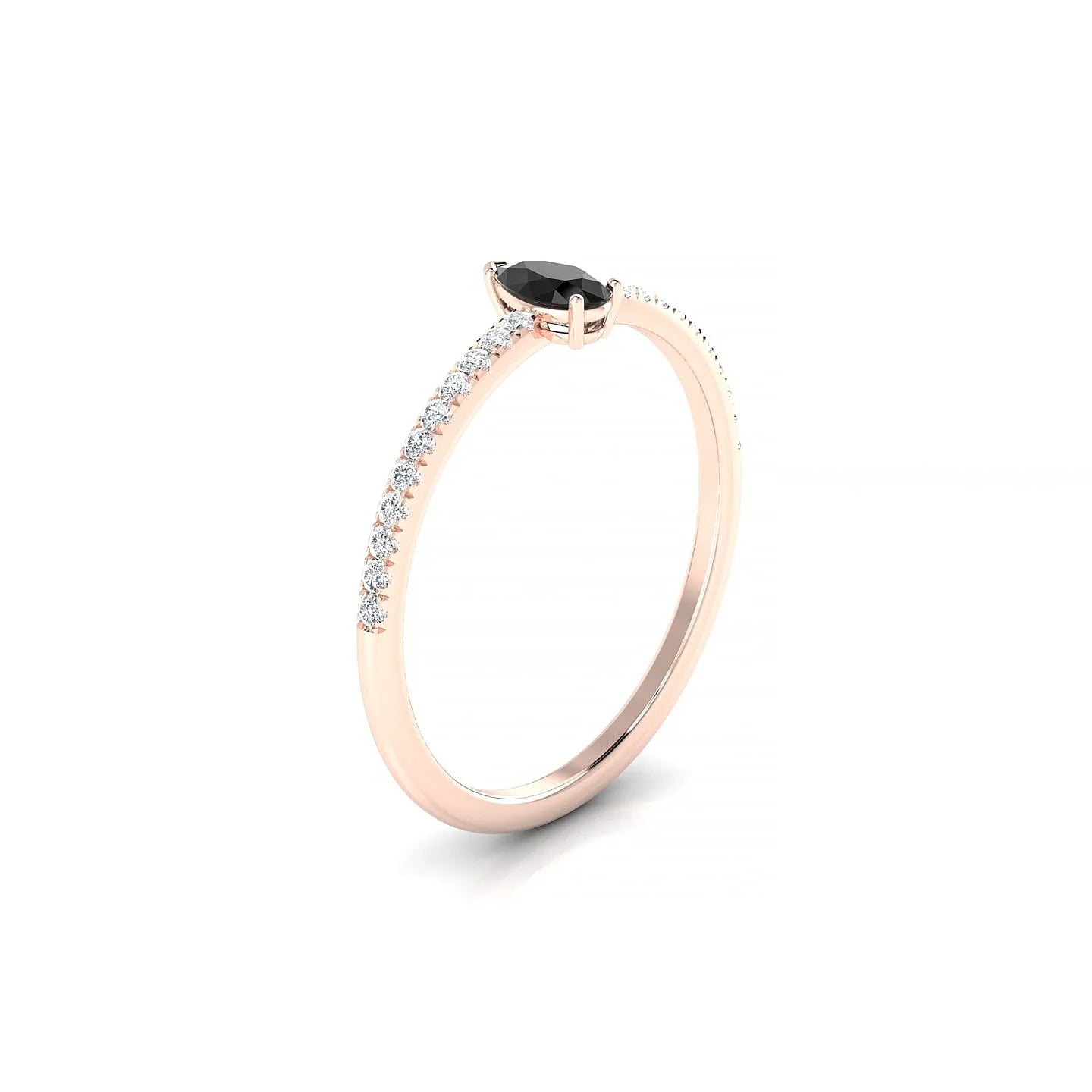 Timeless | 18k Rose Gold 5 x 3 mm Pear Black Diamond Ring