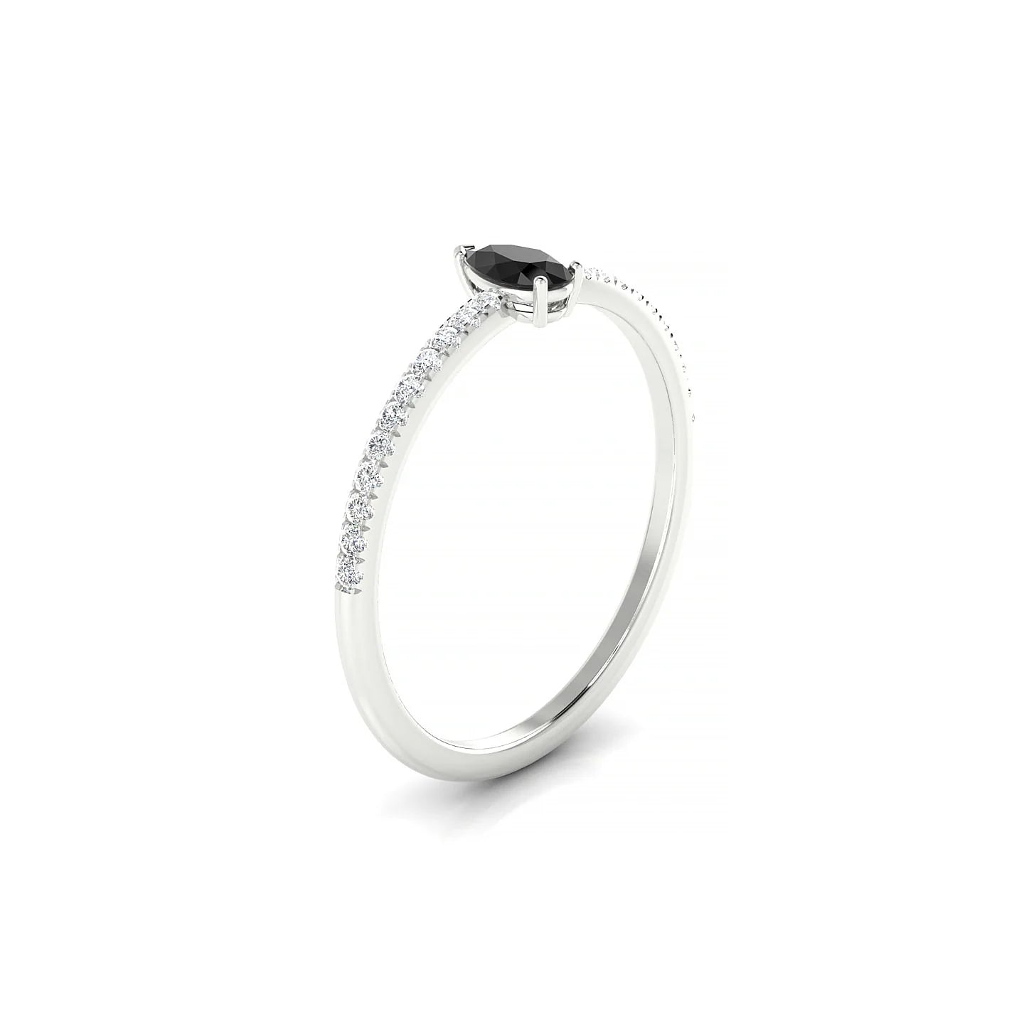 Timeless | 18k White Gold 5 x 3 mm Pear Black Diamond Ring