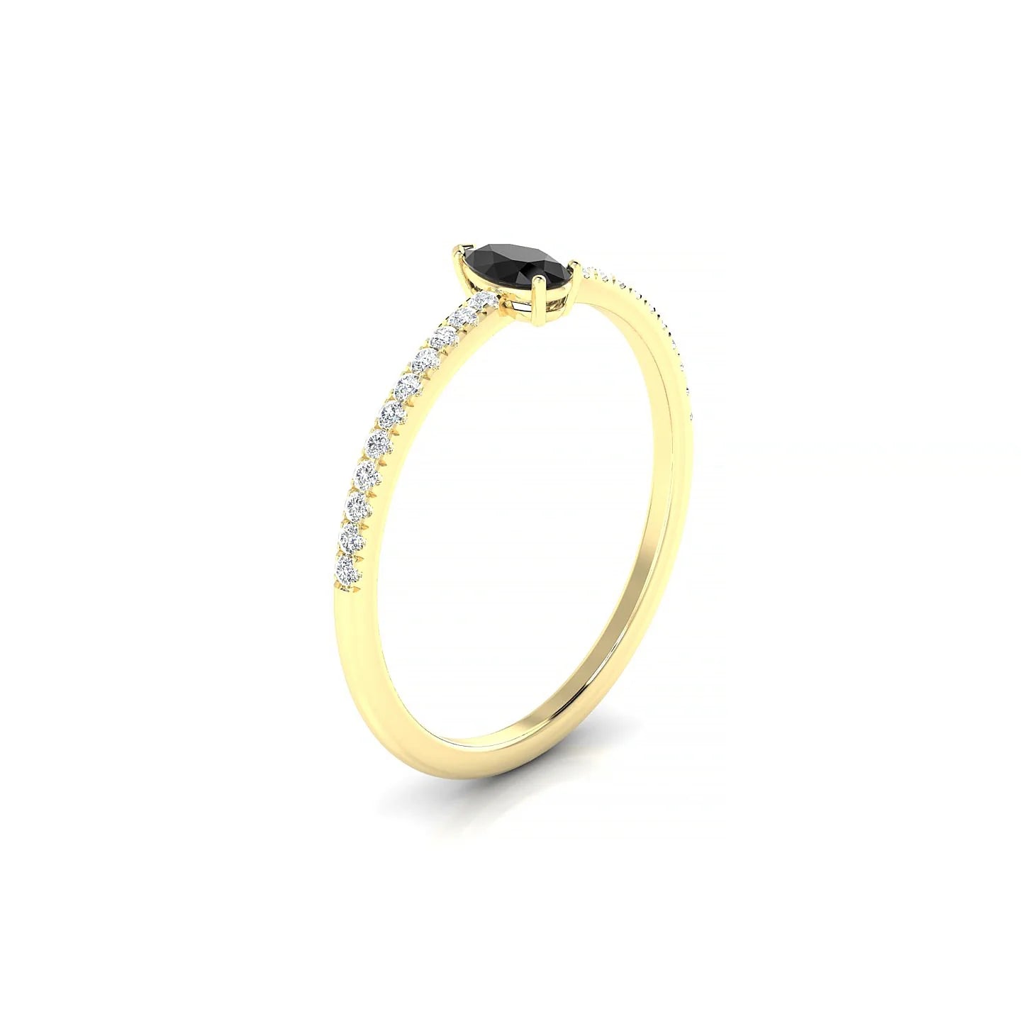 Timeless | 18k Yellow Gold 5 x 3 mm Pear Black Diamond Ring