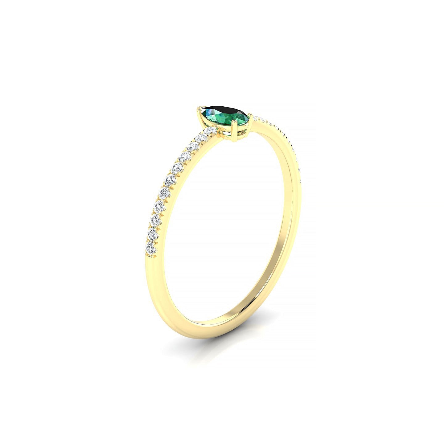 Timeless | 18k Yellow Gold 5 x 3 mm Pear Emerald Ring