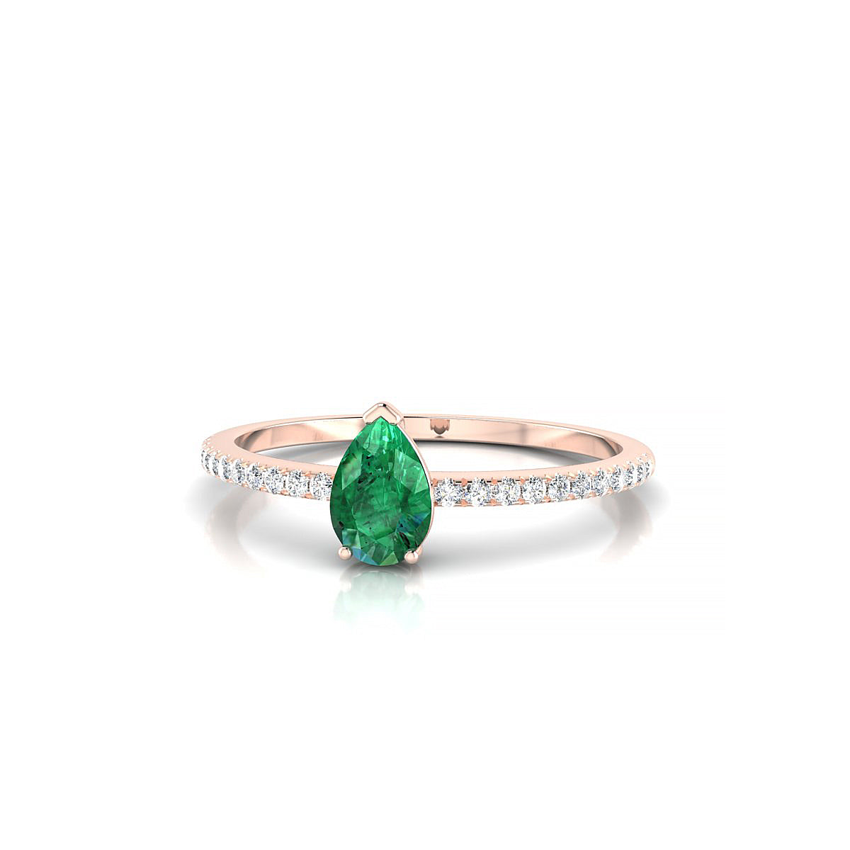 Timeless | 18k Rose Gold 6 x 4 mm Pear Emerald Ring