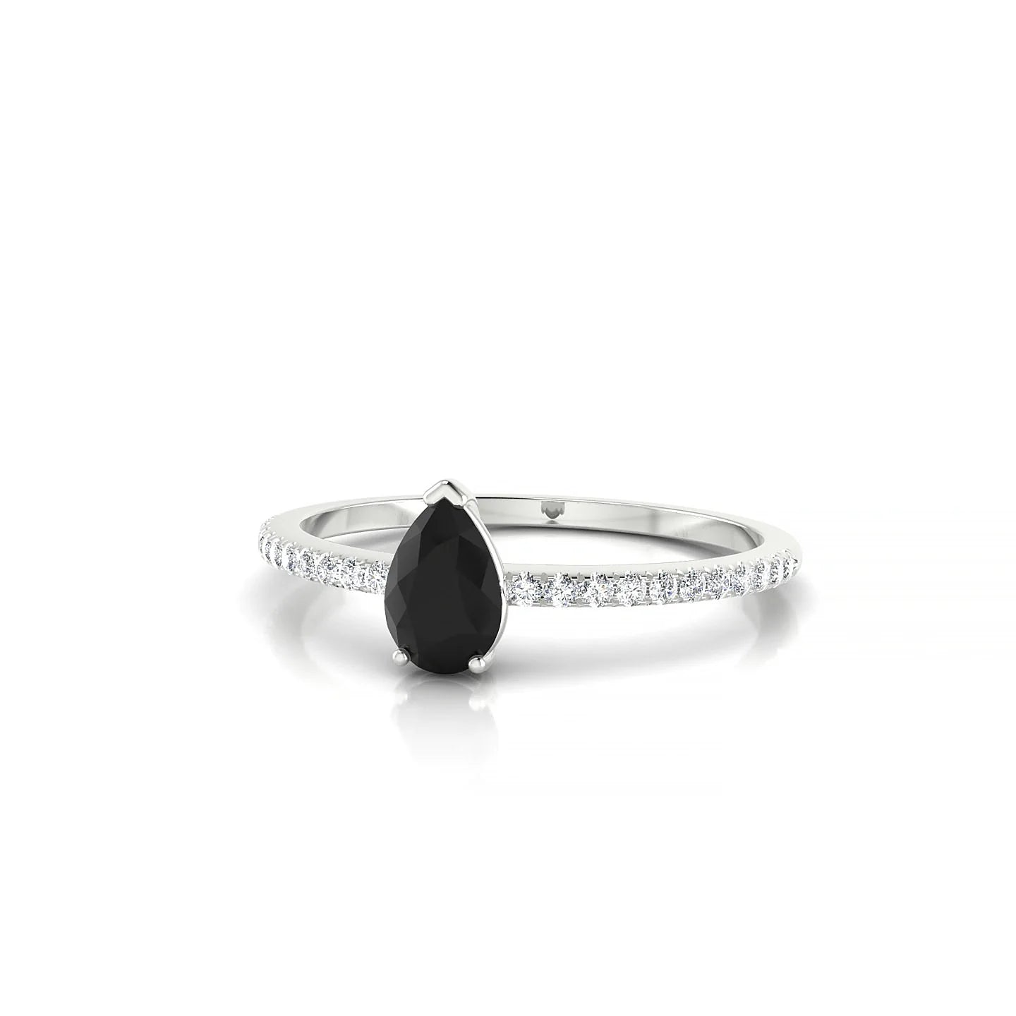 Timeless | 18k White Gold 6 x 4 mm Pear Black Diamond Ring