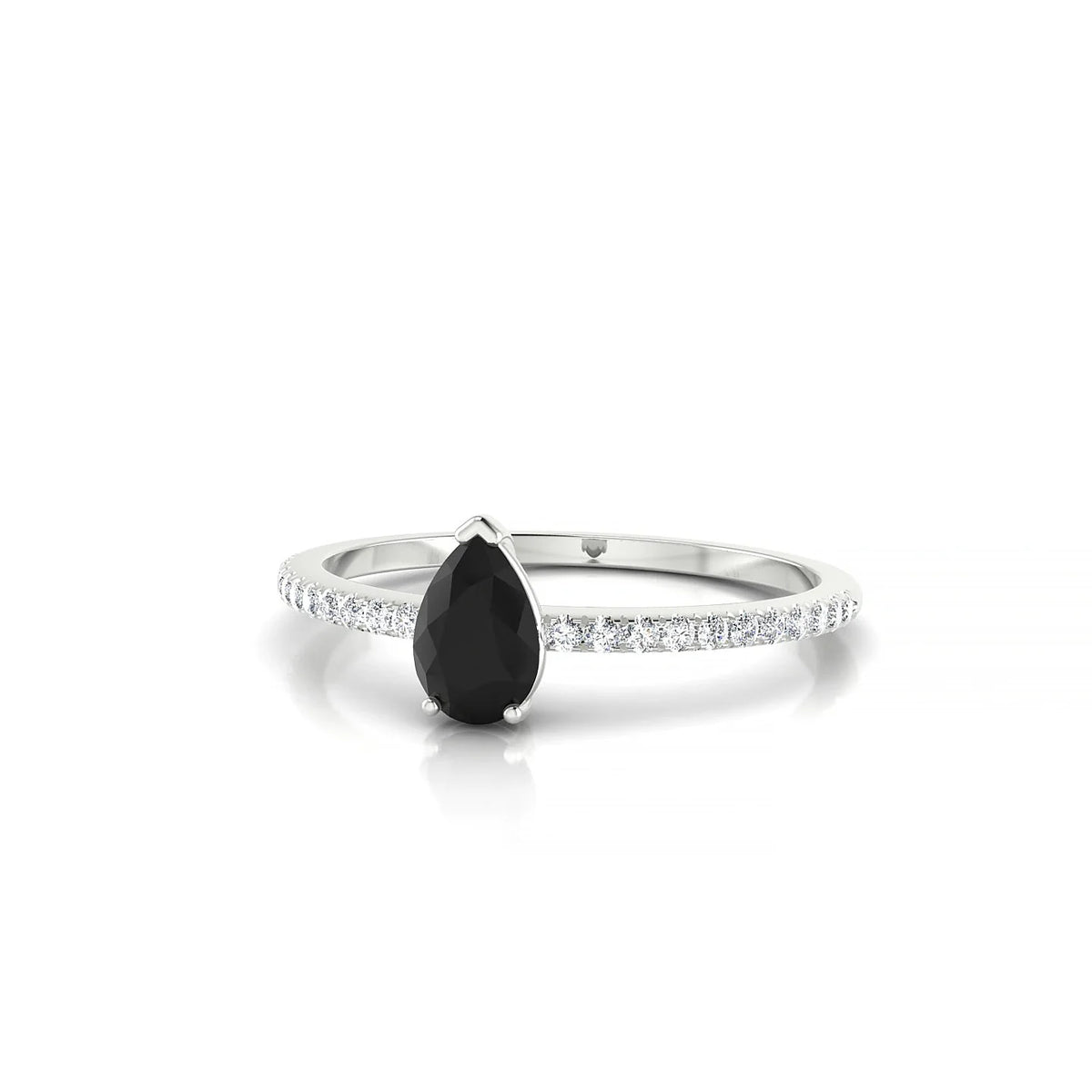 Timeless | 18k White Gold 6 x 4 mm Pear Black Diamond Ring