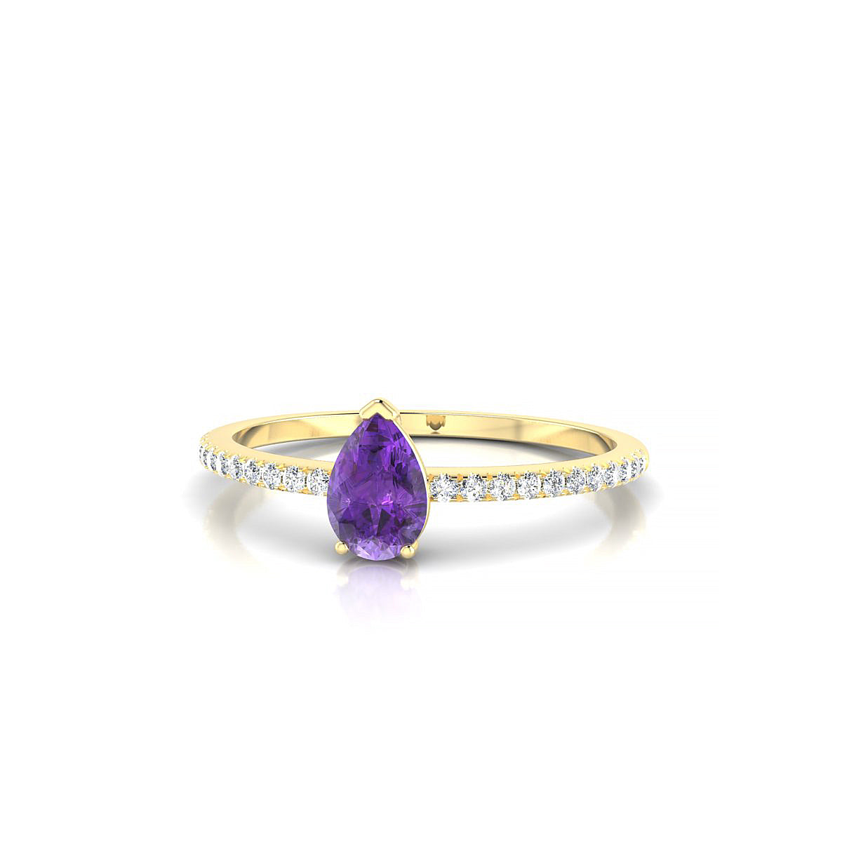Timeless | 18k Yellow Gold 6 x 4 mm Pear Amethyst Ring