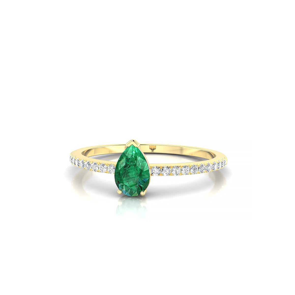 Timeless | 18k Yellow Gold 6 x 4 mm Pear Emerald Ring