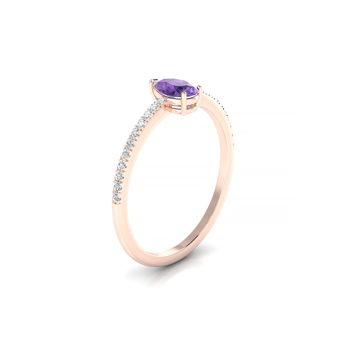 Timeless | 18k Rose Gold 6 x 4 mm Pear Amethyst Ring