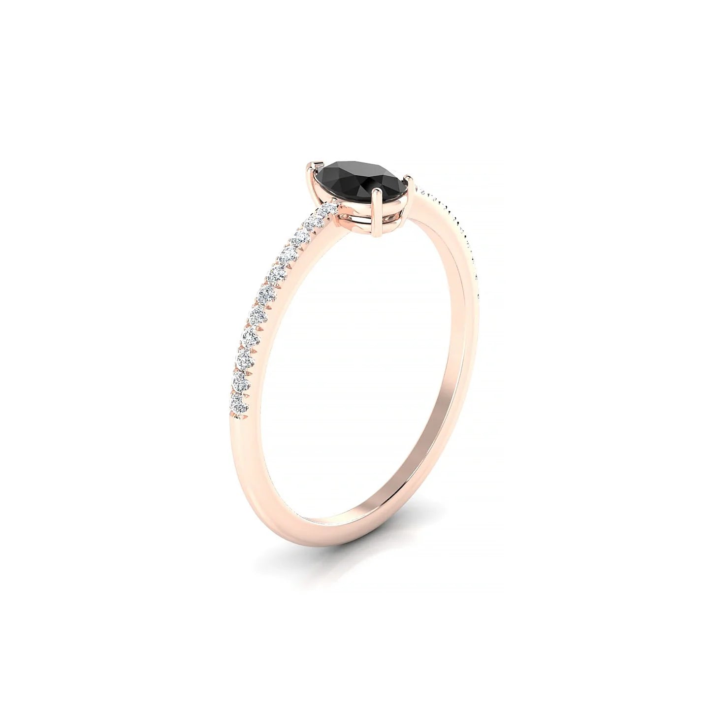 Timeless | 18k Rose Gold 6 x 4 mm Pear Black Diamond Ring