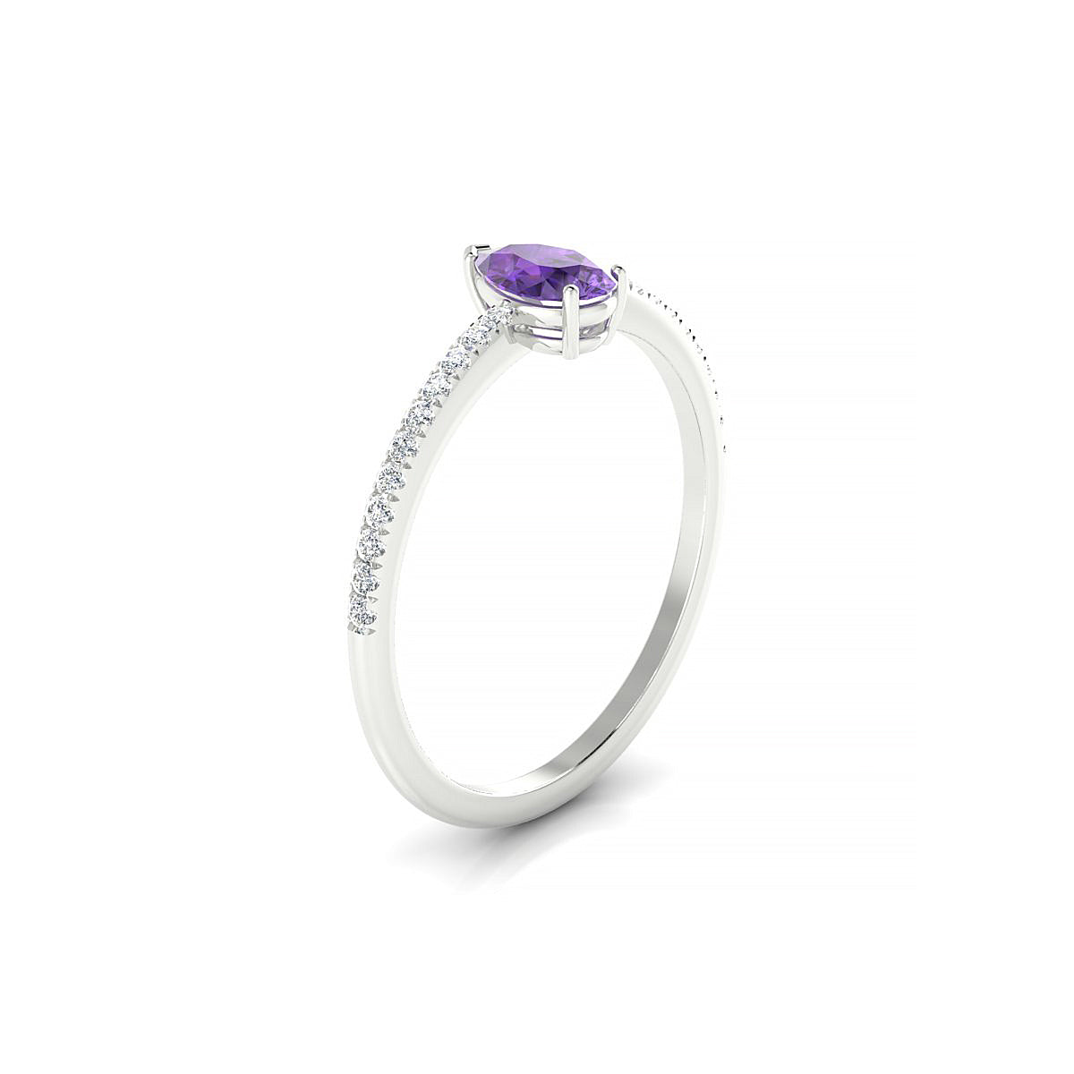 Timeless | 18k White Gold 6 x 4 mm Pear Amethyst Ring