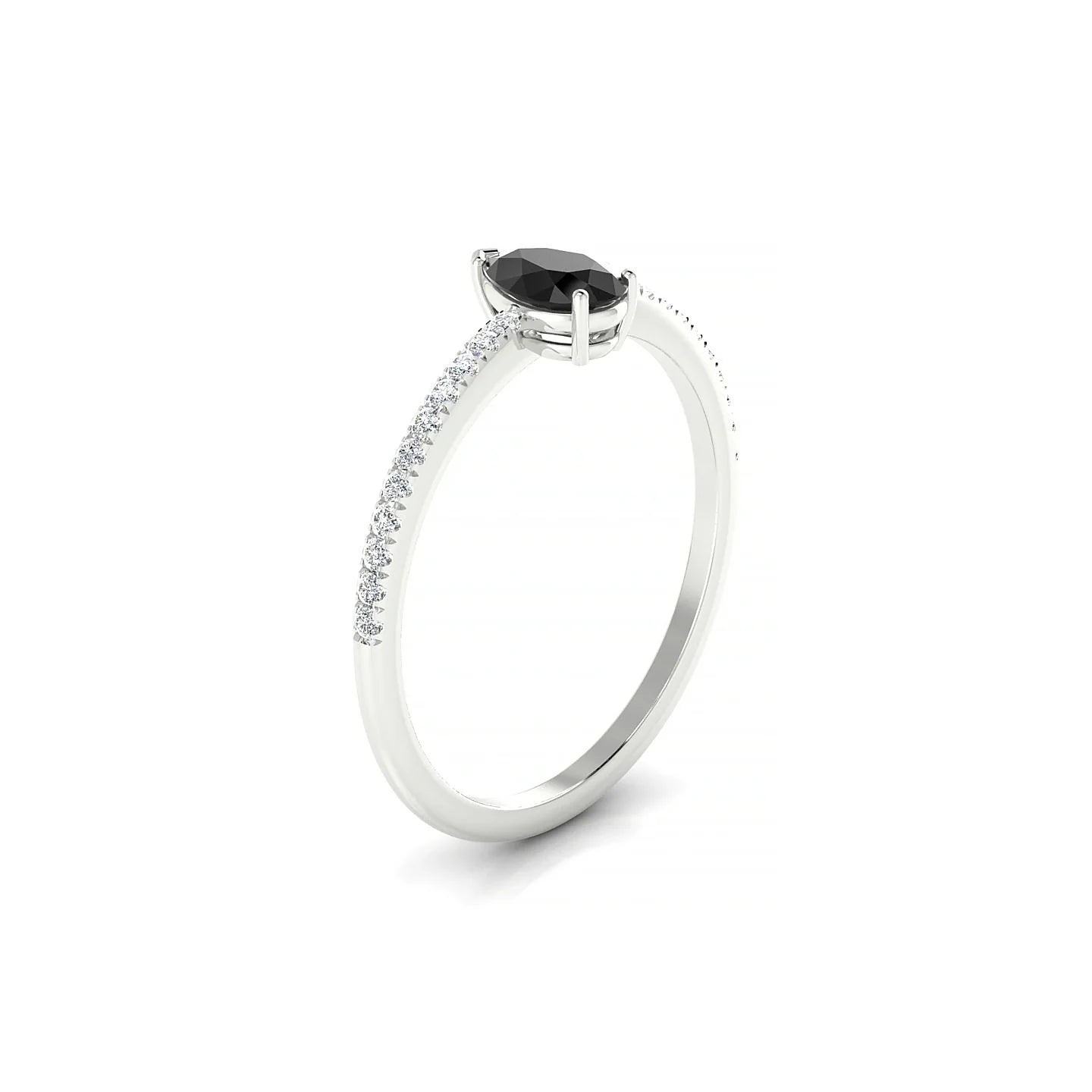 Timeless | 18k White Gold 6 x 4 mm Pear Black Diamond Ring
