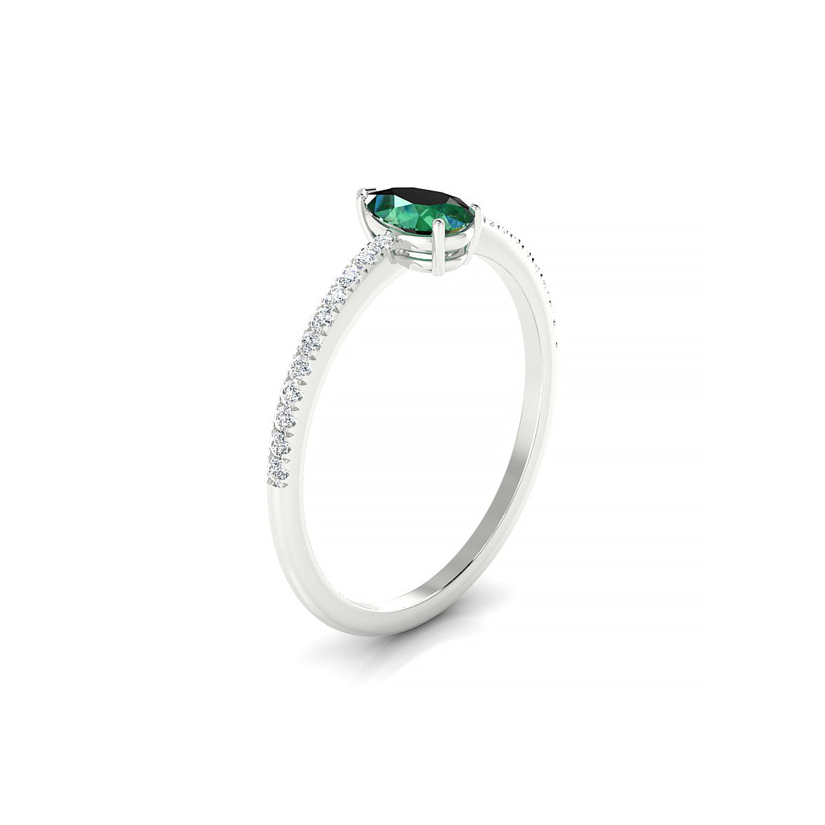 Timeless | 18k White Gold 6 x 4 mm Pear Emerald Ring